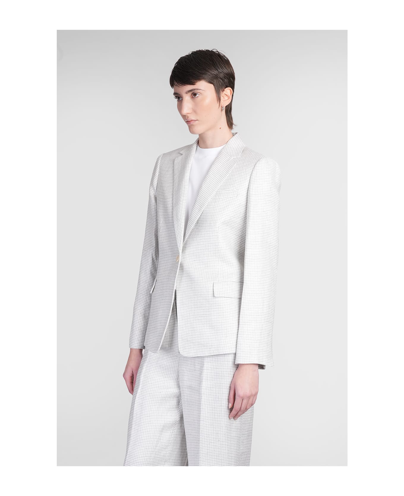 Theory Blazer In Grey Linen - grey