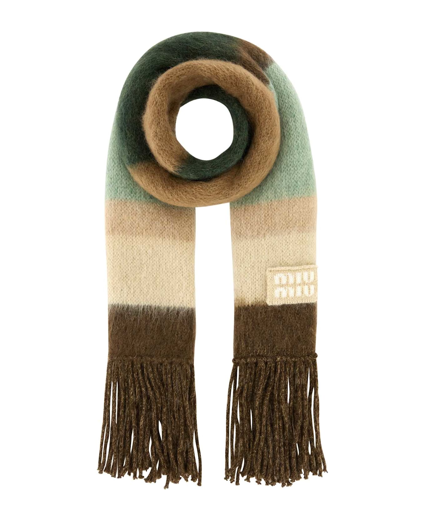 Miu Miu Embroidered Mohair Blend Scarf - COGNACTUNDRA
