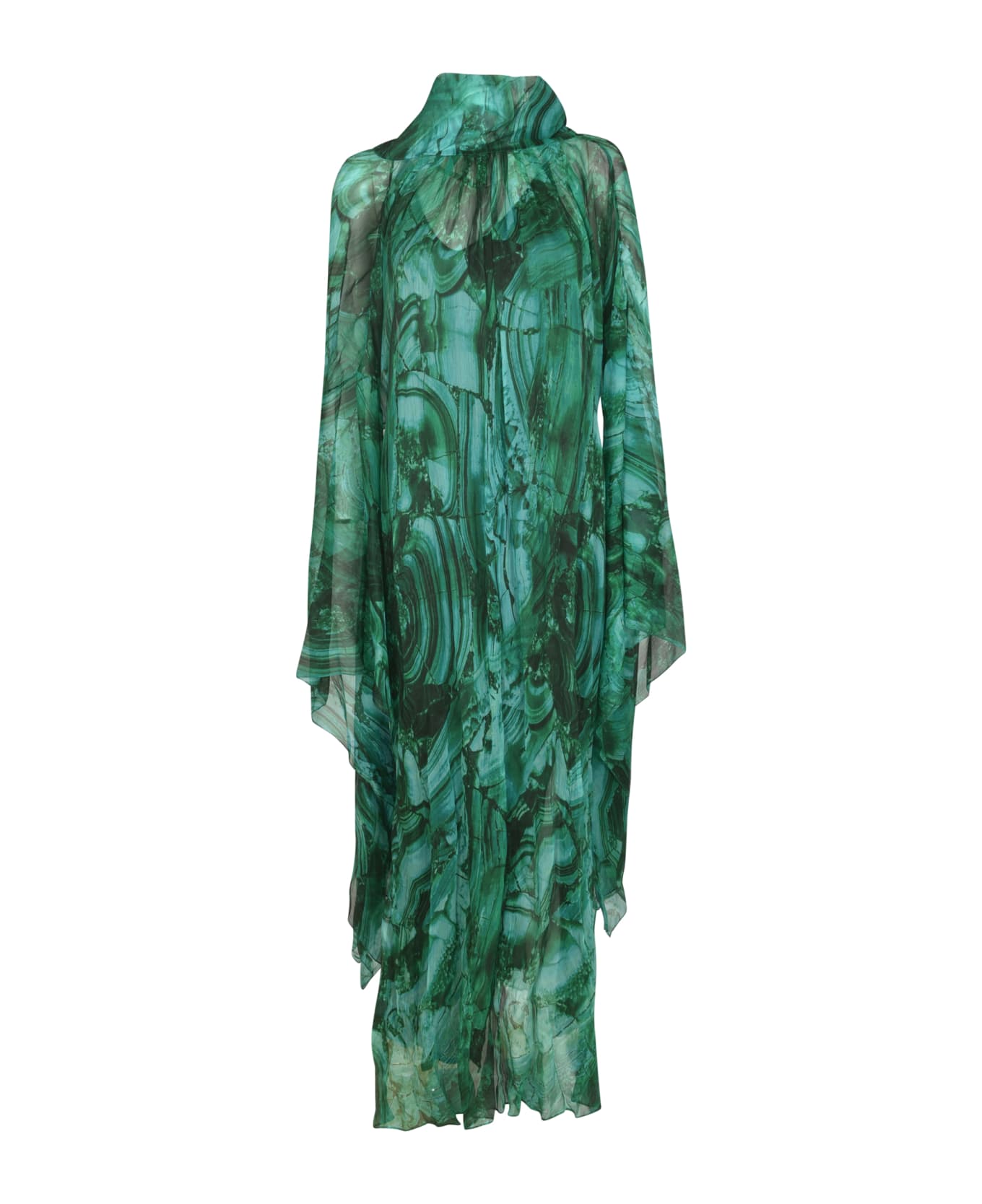 Roberto Cavalli Bow Detail V-neck Asymmetric Long Dress - Green