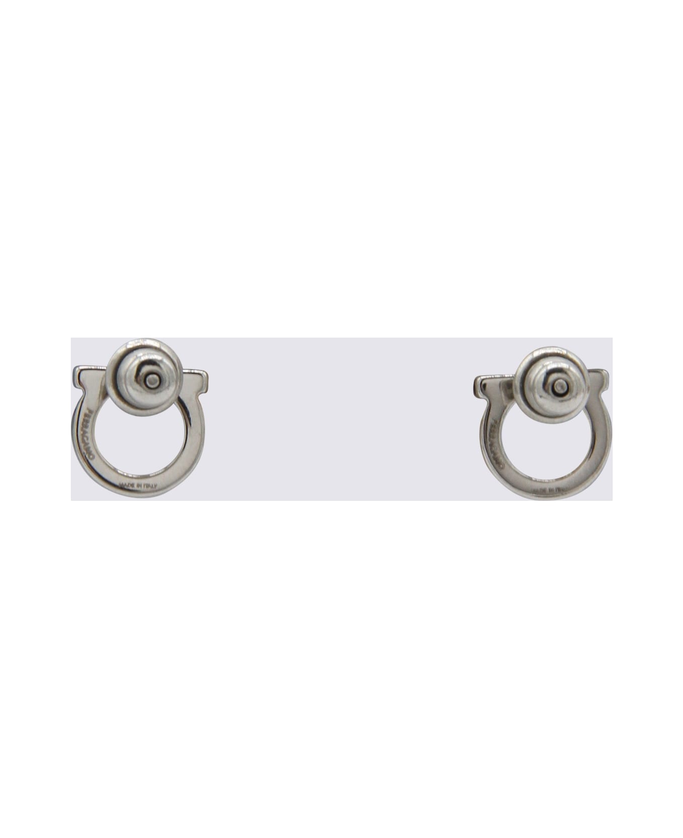 Ferragamo Silver-tone Brass Gancini Earrings - Silver