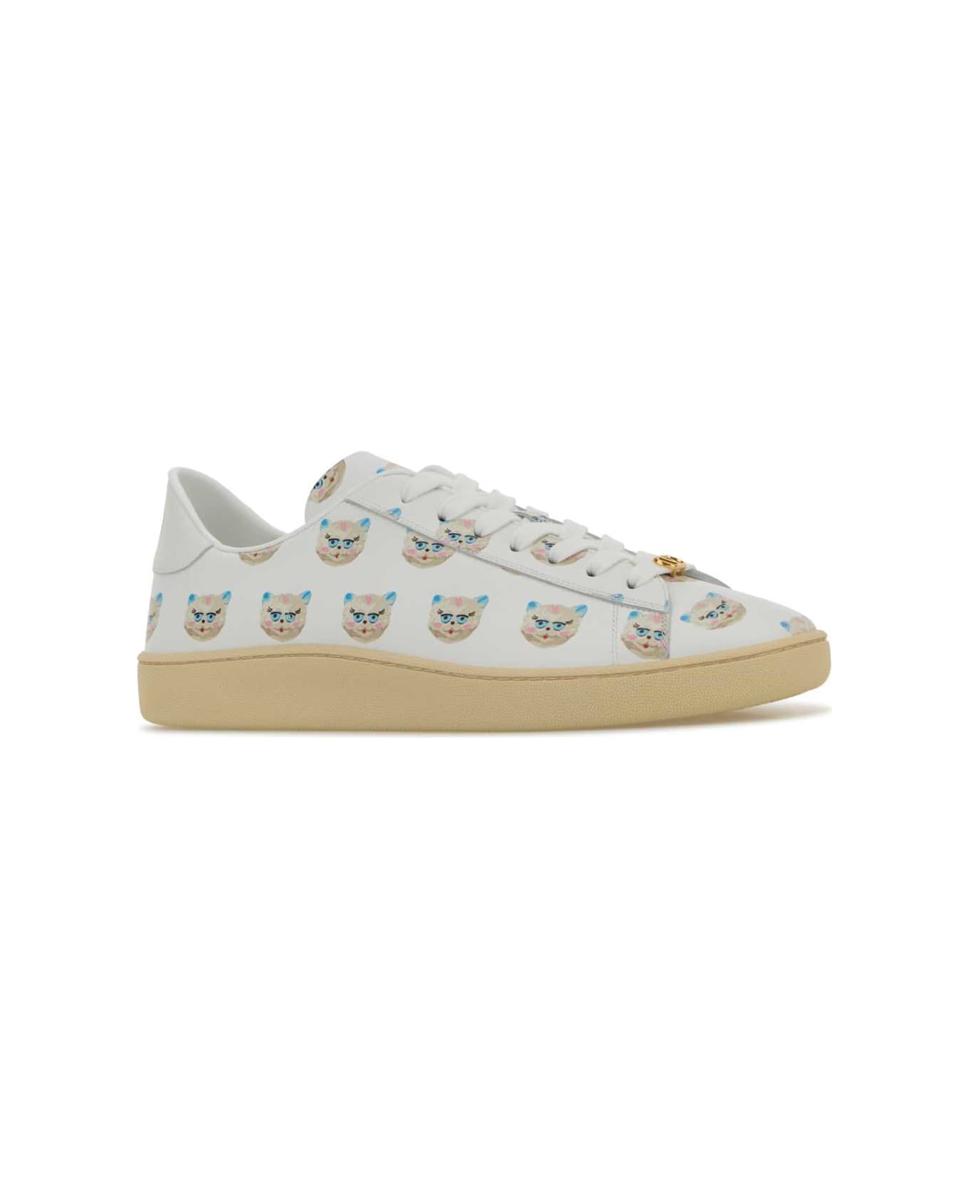 Valentino Garavani Printed Leather Sneakers - BIANCOMULTICOLORBIANCOGREENBRIARPAP
