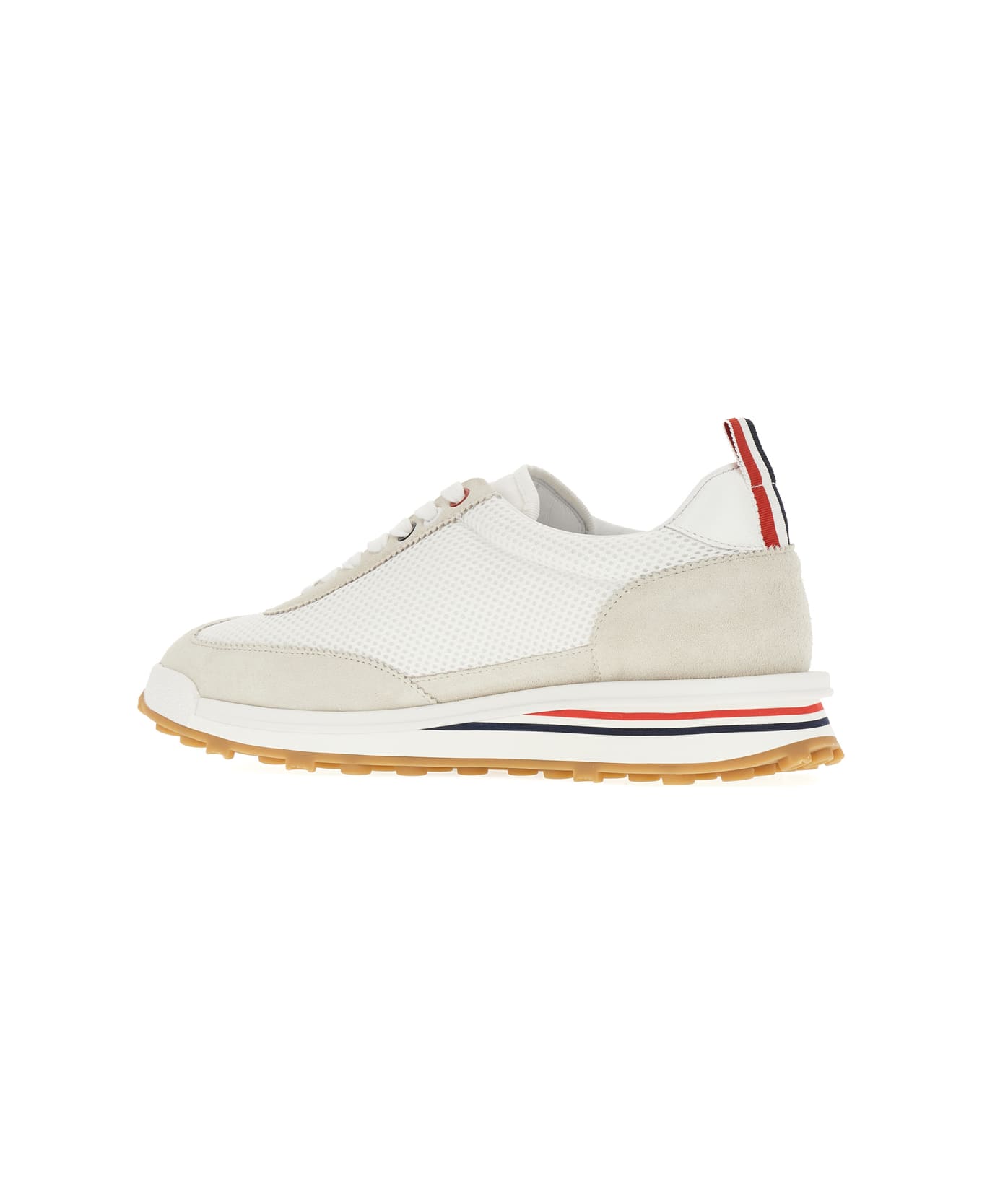 Thom Browne Two-tone Leather And Mesh Sneakers - 100