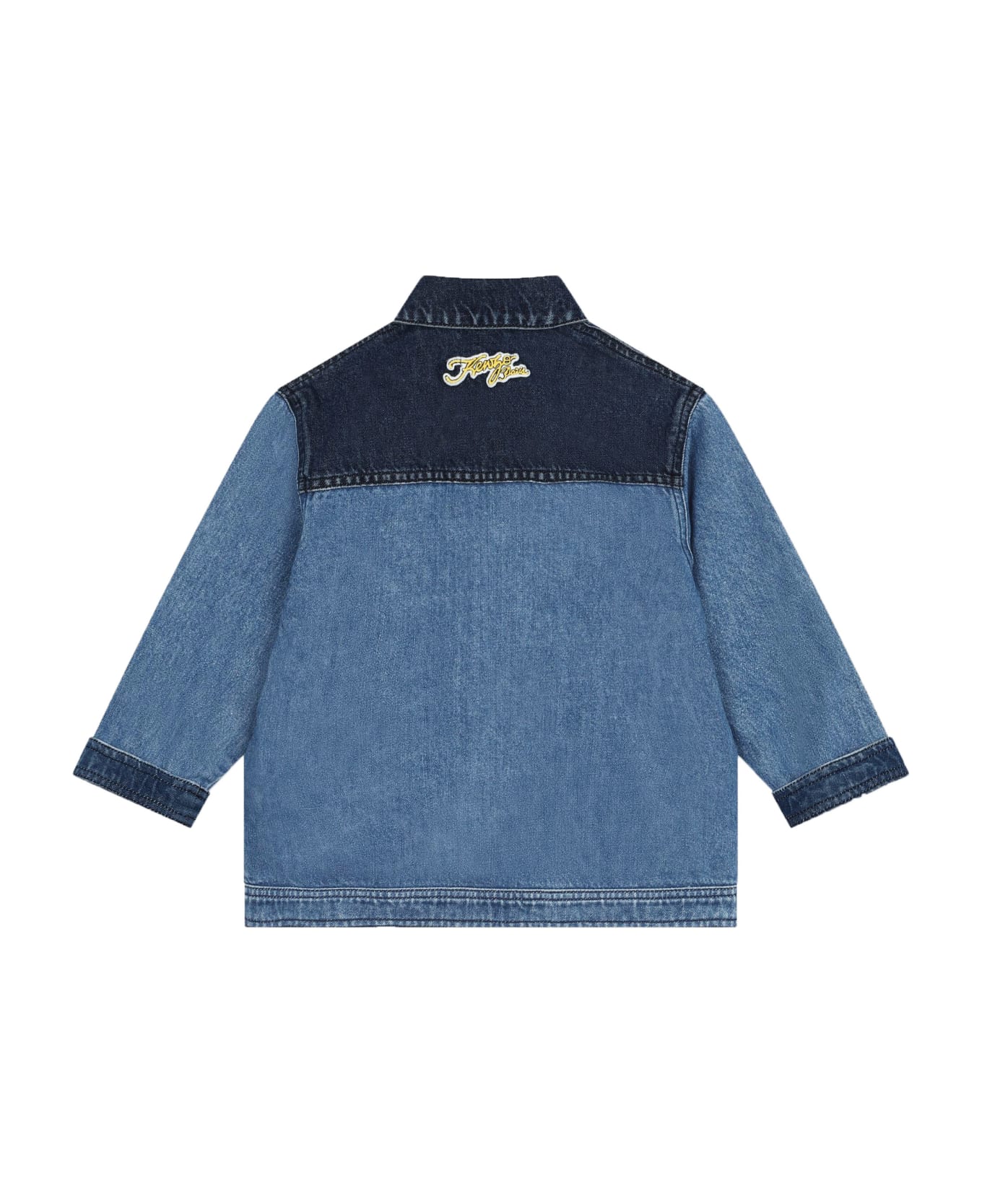 Kenzo Kids Giacca-camicia Denim Con Applicazione - Blue