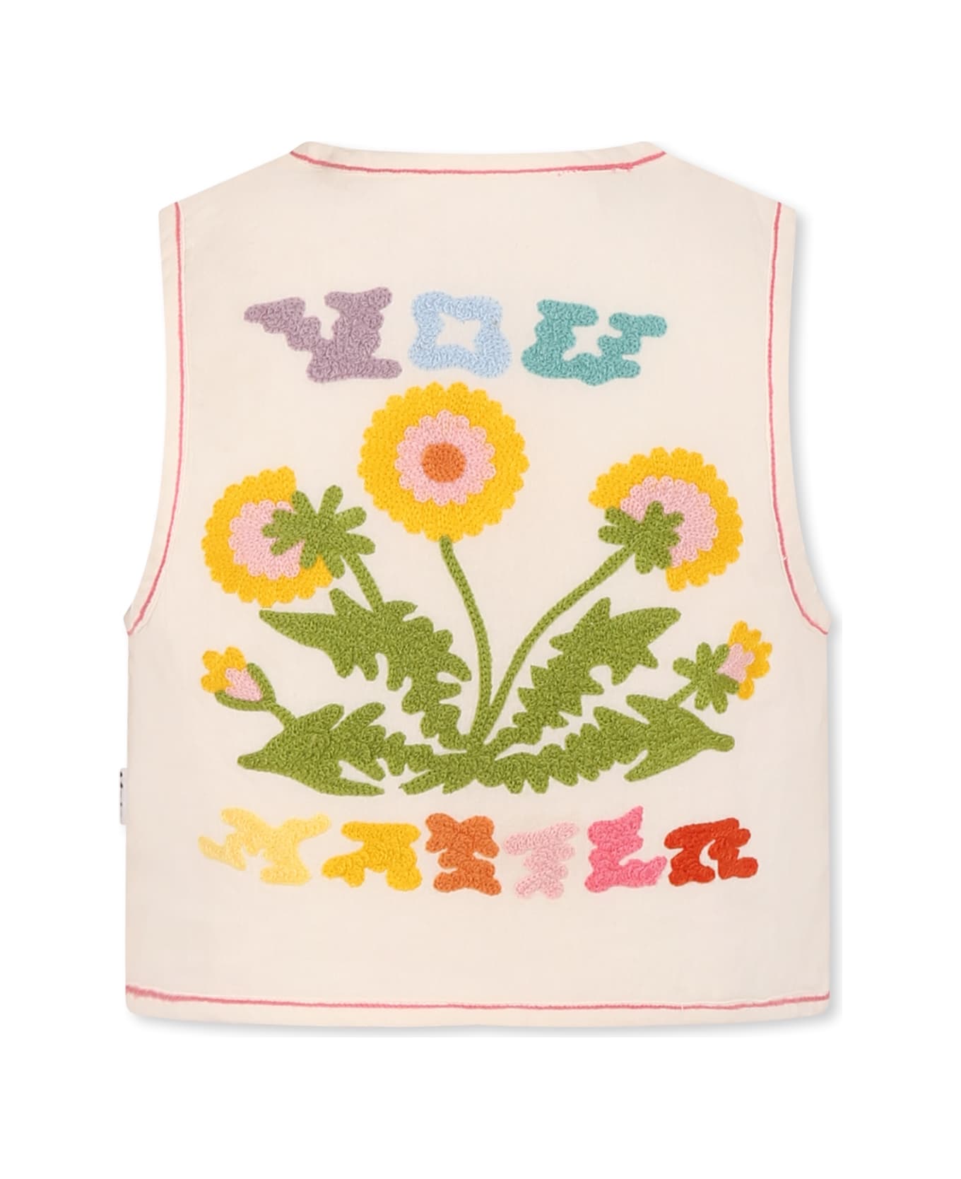 Molo Ivory Vest For Girl With Flowers - Ivory