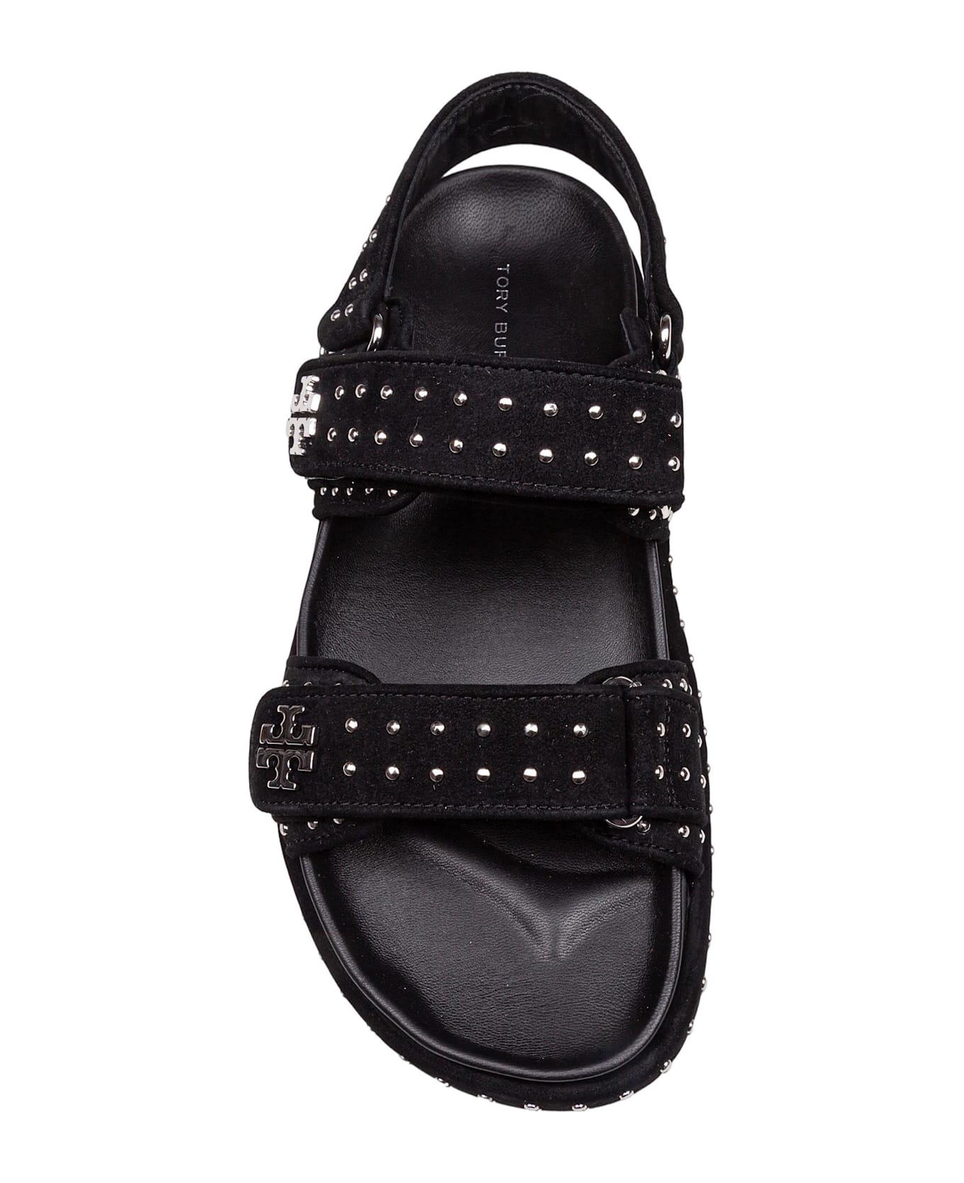 Tory Burch Kira Suede Sandal - Black/Silver
