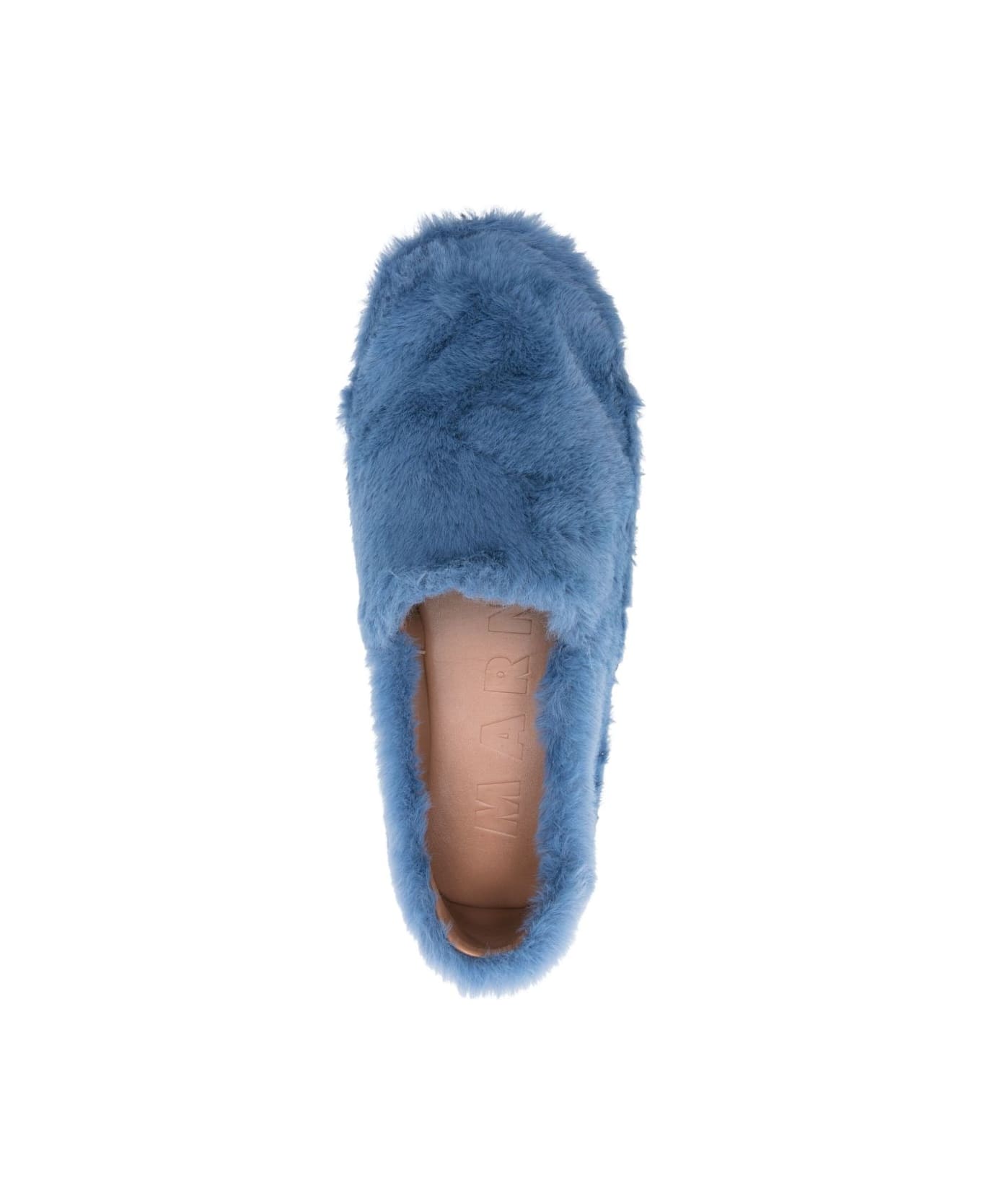 Marni Faux Fur Slip-on Loafers - Blue