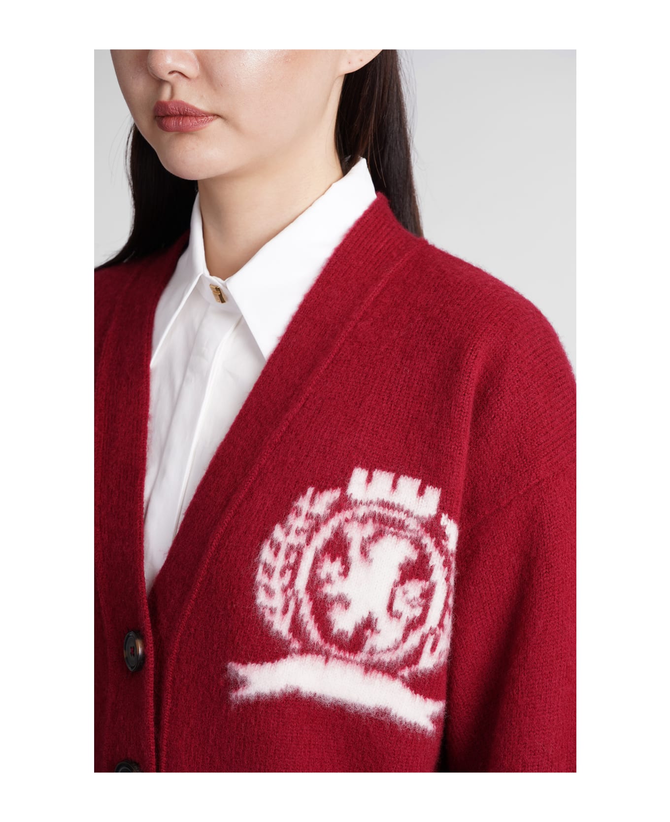 Tommy Hilfiger Cardigan In Bordeaux Wool - Red