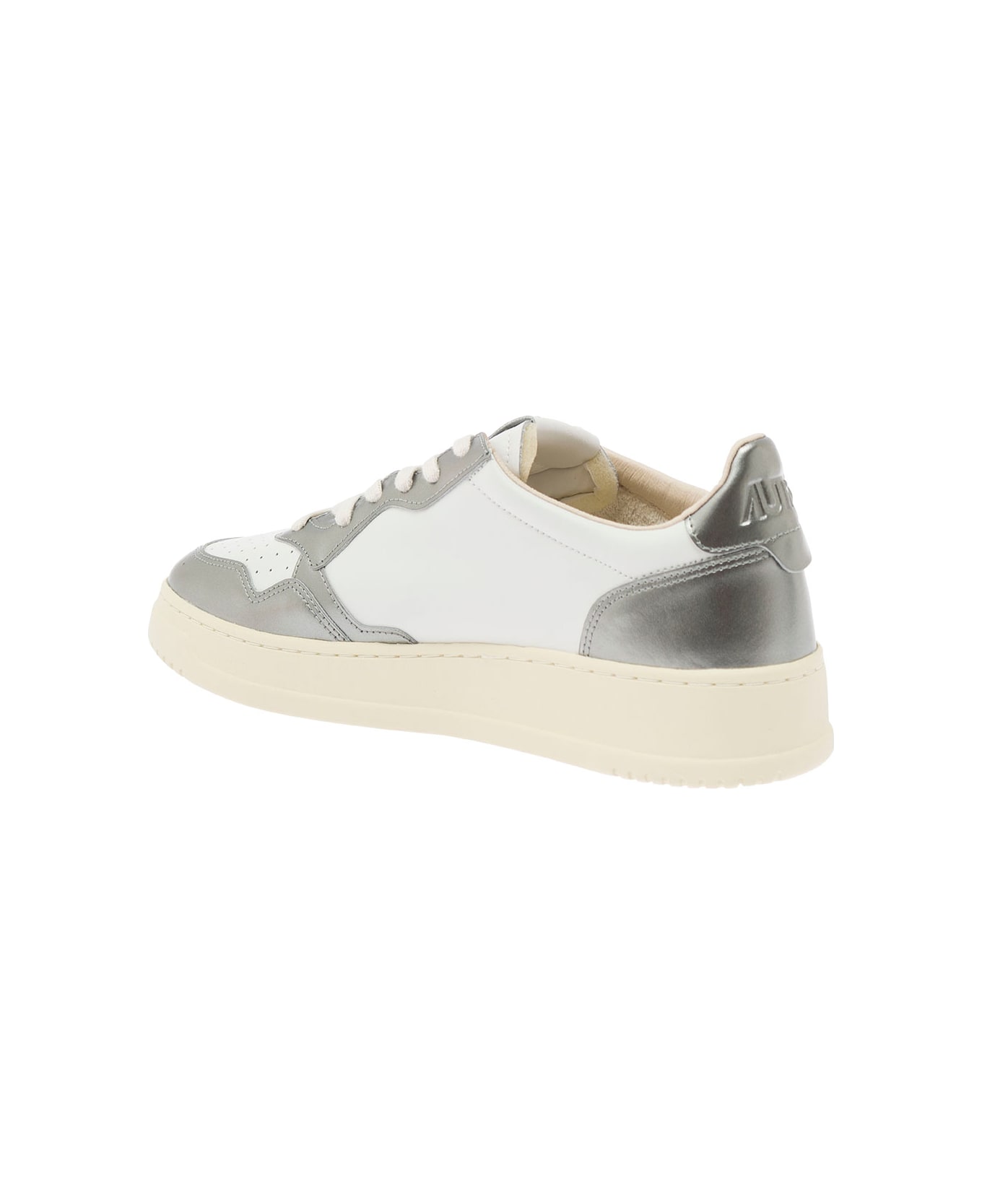 Autry 'medalist' Low Top Sneakers With Logo Detail In Leather Man - Metallic