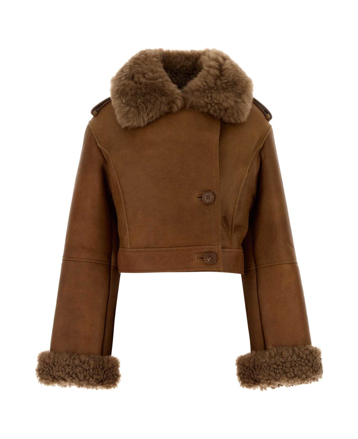 Chloé Caramel Leather Jacket - AMBERBROWN
