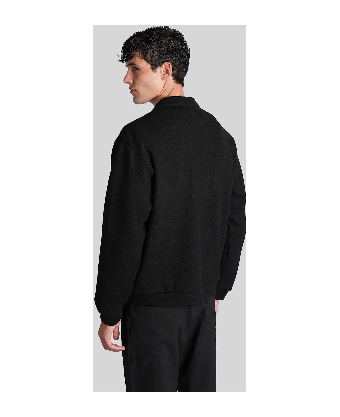 Barena Gabier Bomber Jacket In Black Wool - black