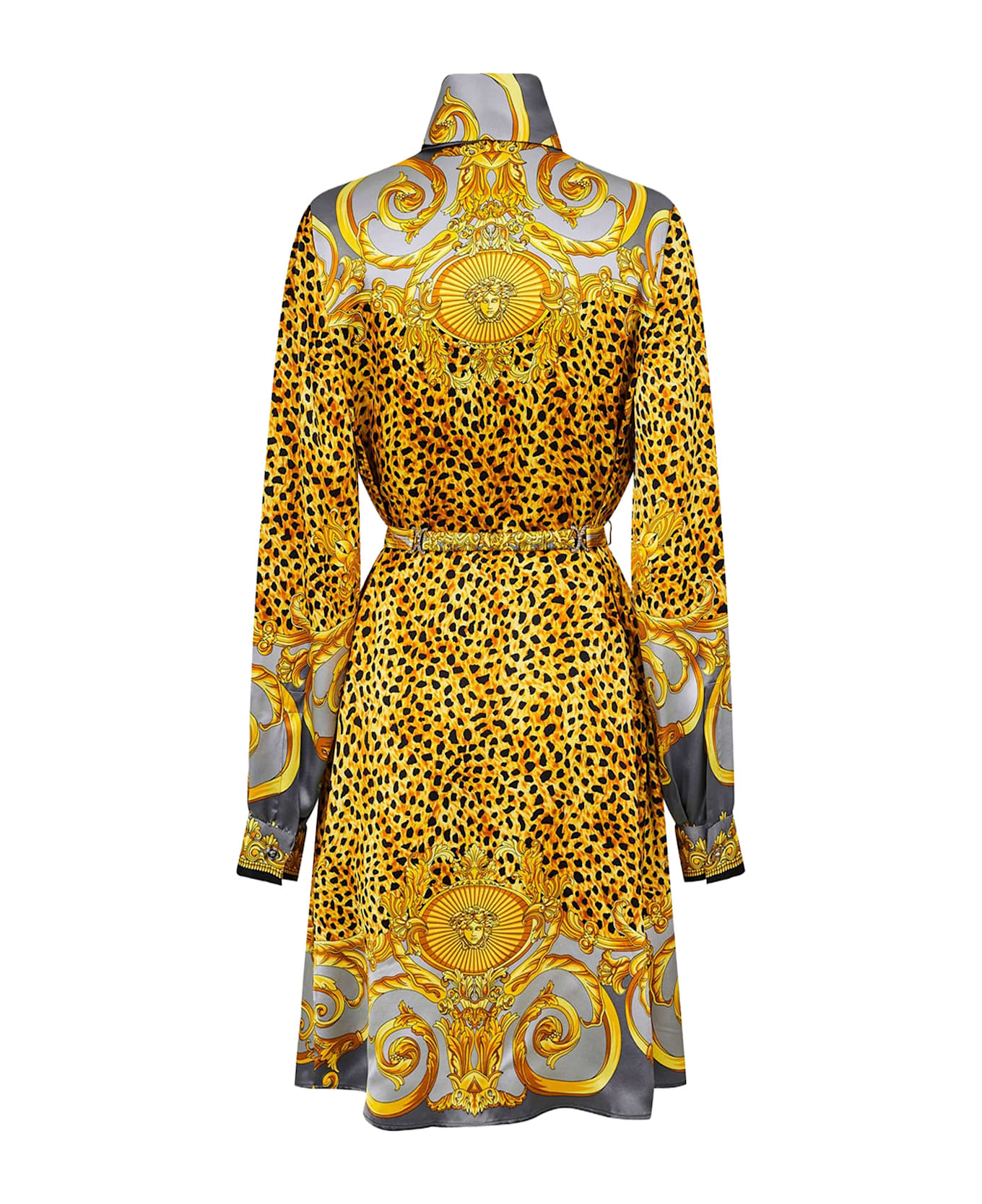 Versace Silk Chemisier/dress - Light Grey+Elephant Grey