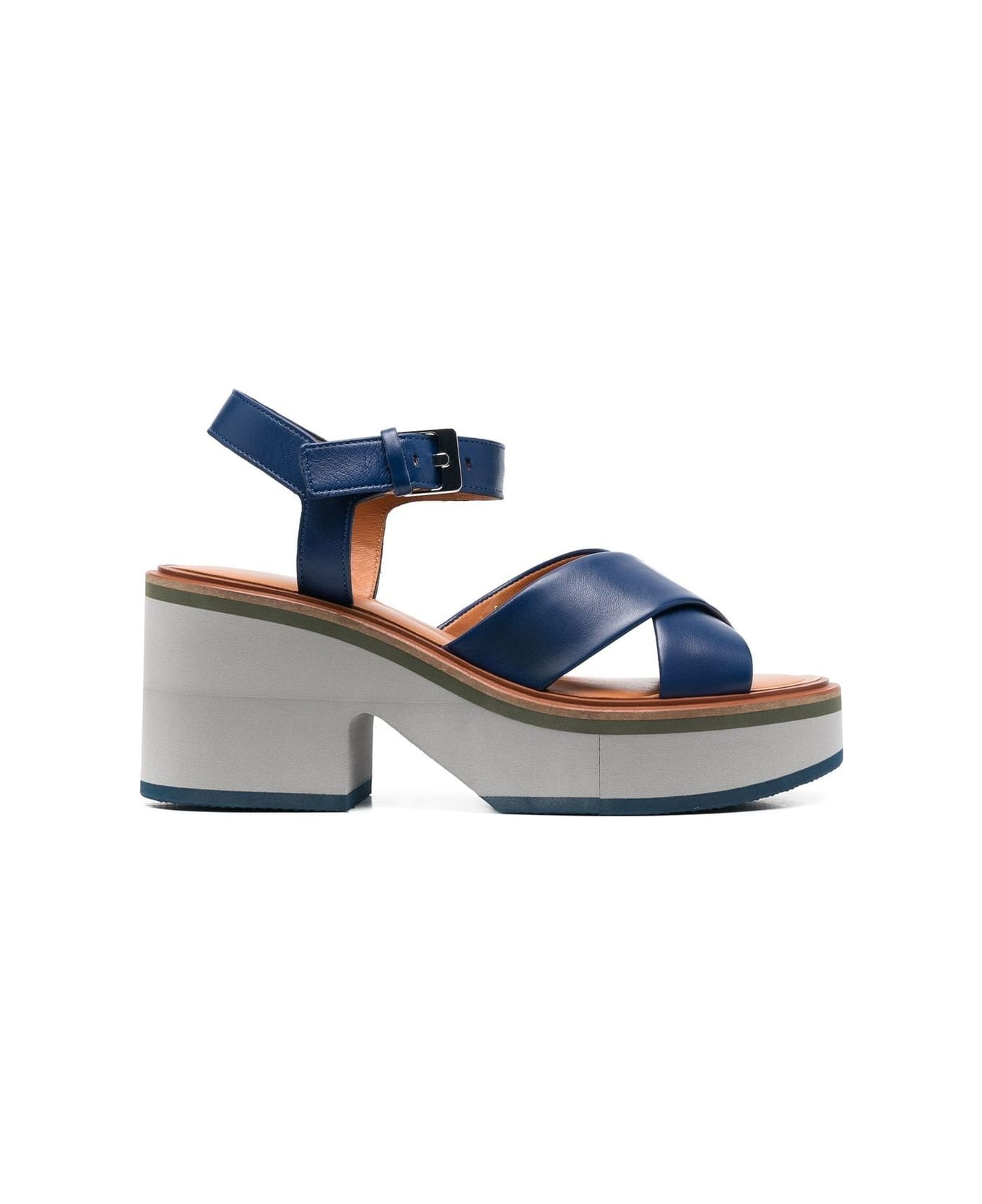 Clergerie Charline9 Criss Cross Sandal With Closure At The Ankles - Navy Nap