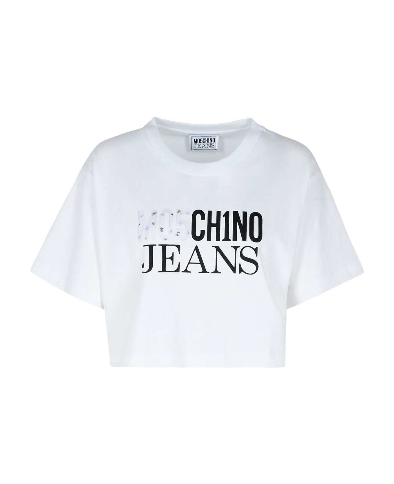 M05CH1N0 Jeans White Cotton T-shirt - WHITE