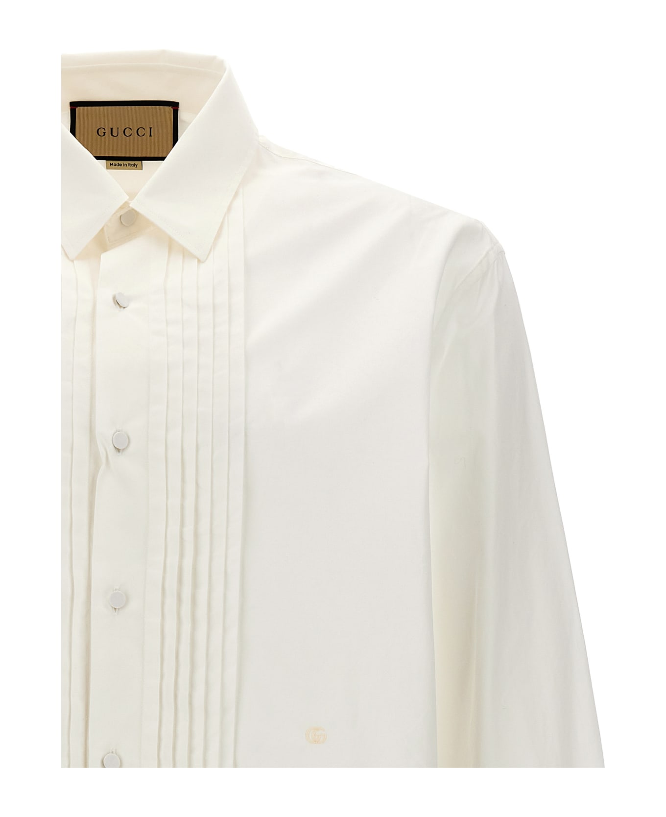 Gucci Pleated Plastron Shirt - White
