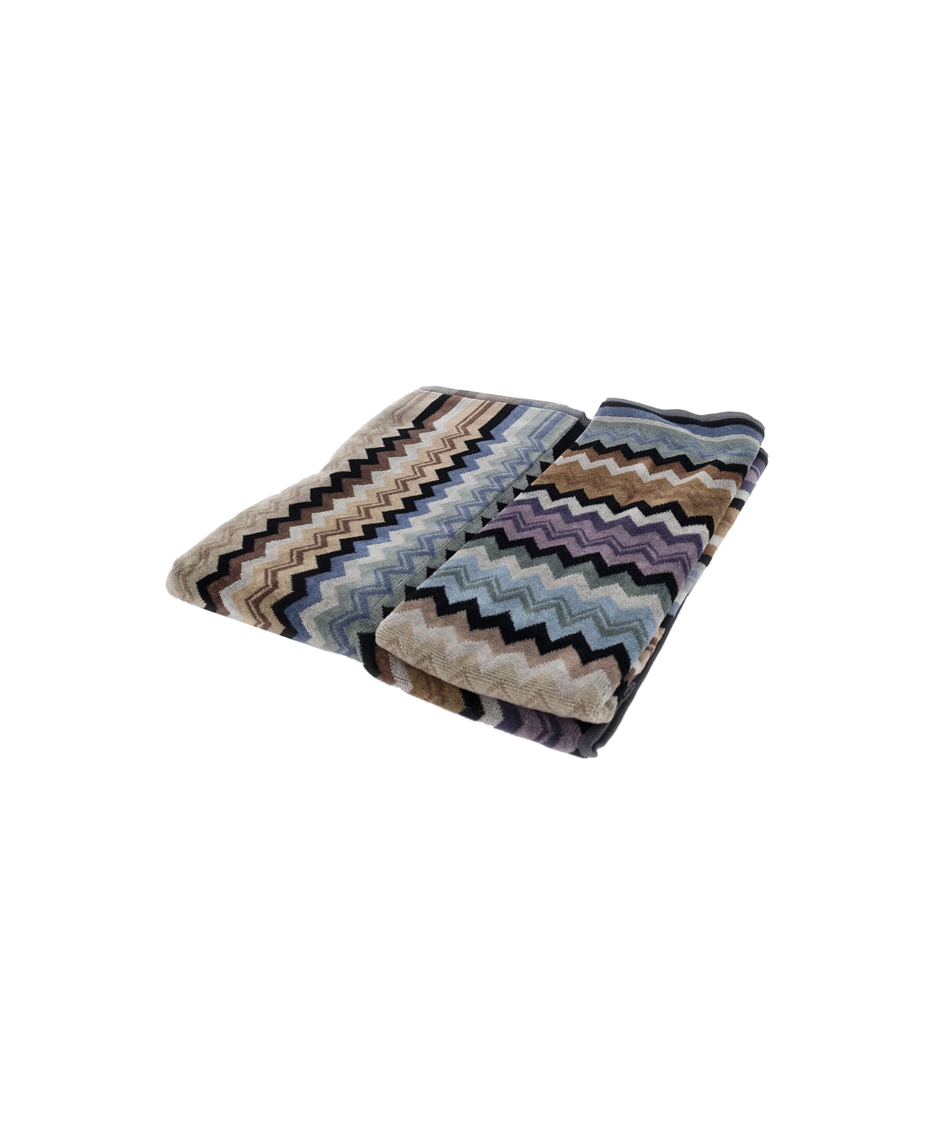 Missoni Multicolor Set Of Towels With Zigzag Motif In Terry Cotton - Multicolor