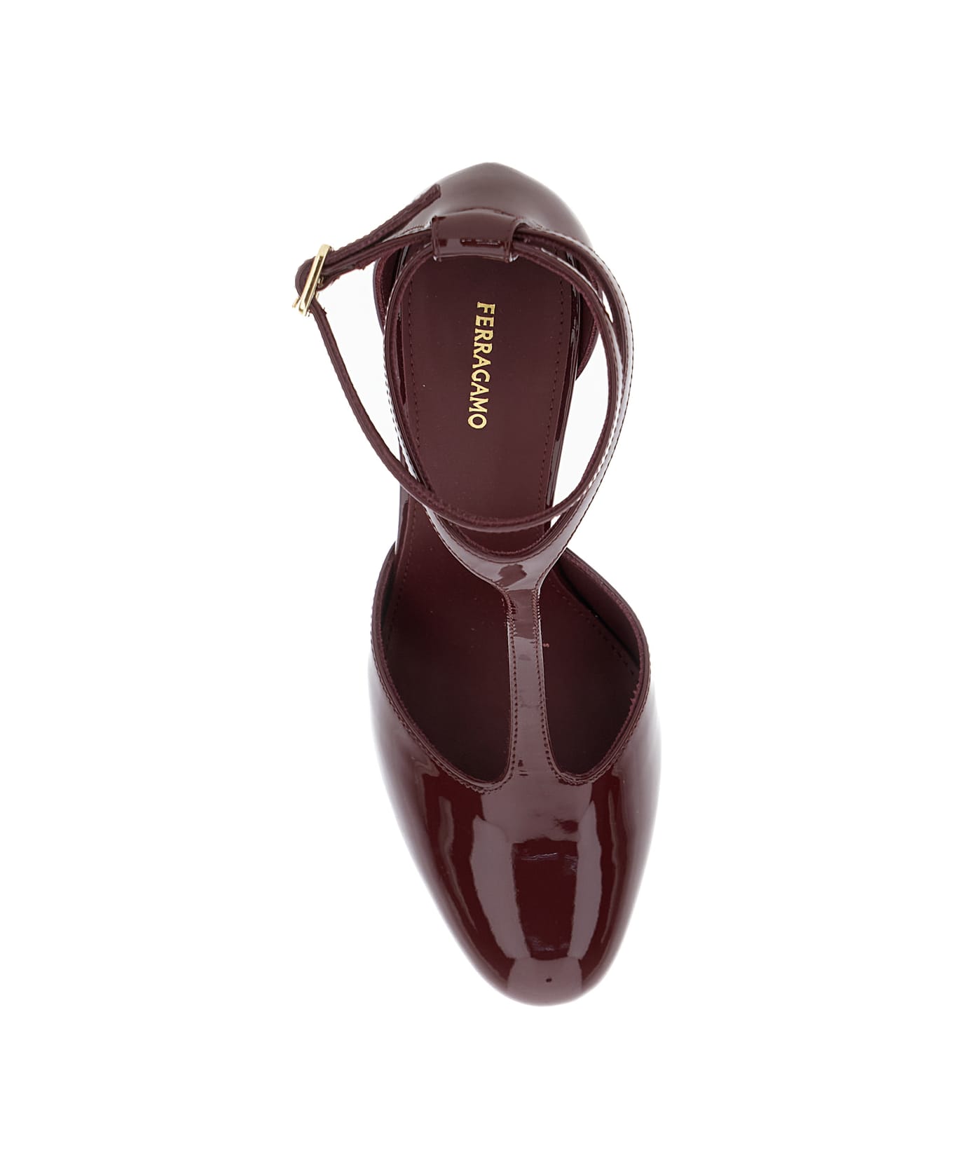 Ferragamo 'lysandra' Bordeaux Pumps With Logo Lettering On The Sole In Leather Woman - Bordeaux