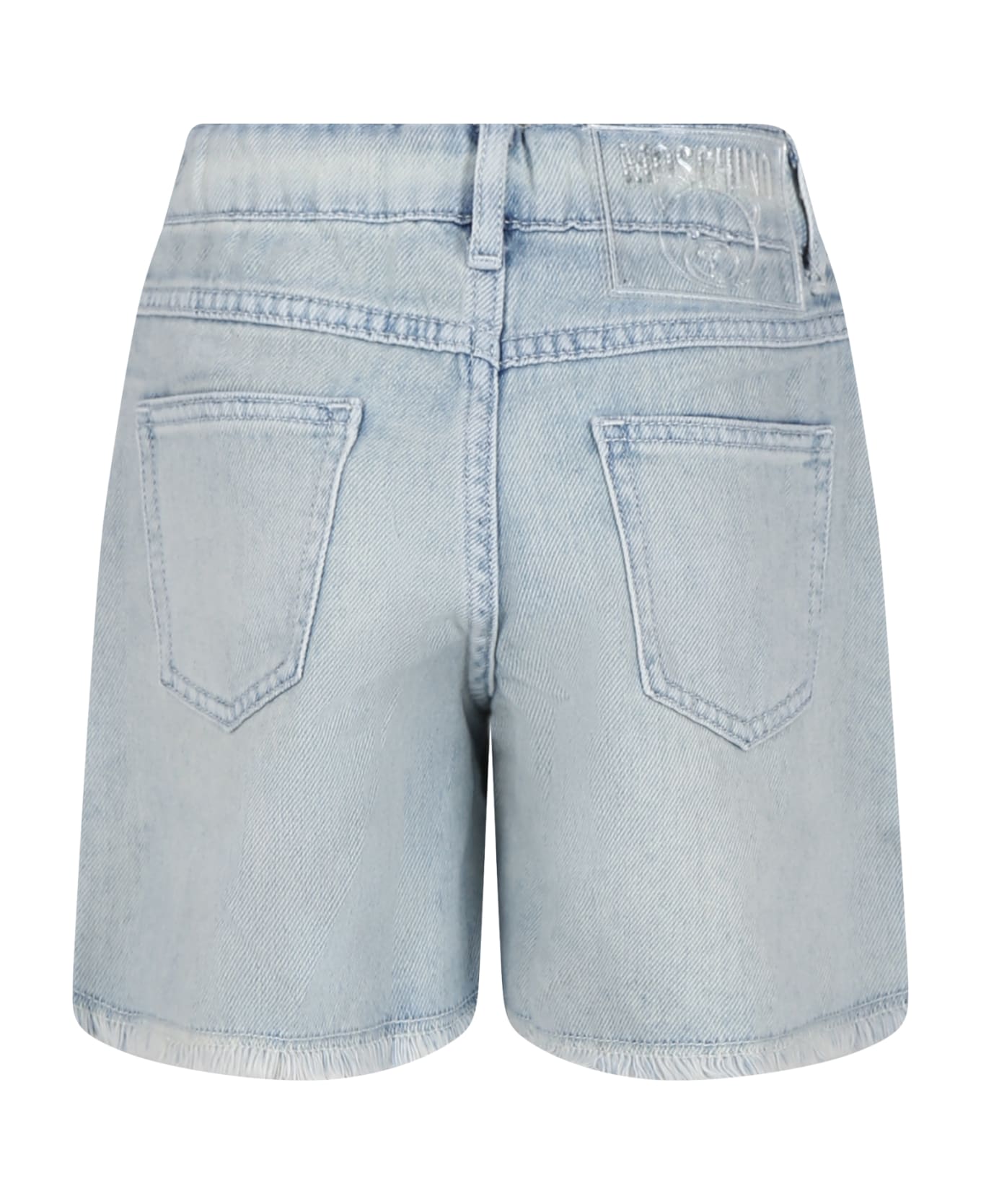 Moschino Blue Shorts For Girl With Logo - Denim