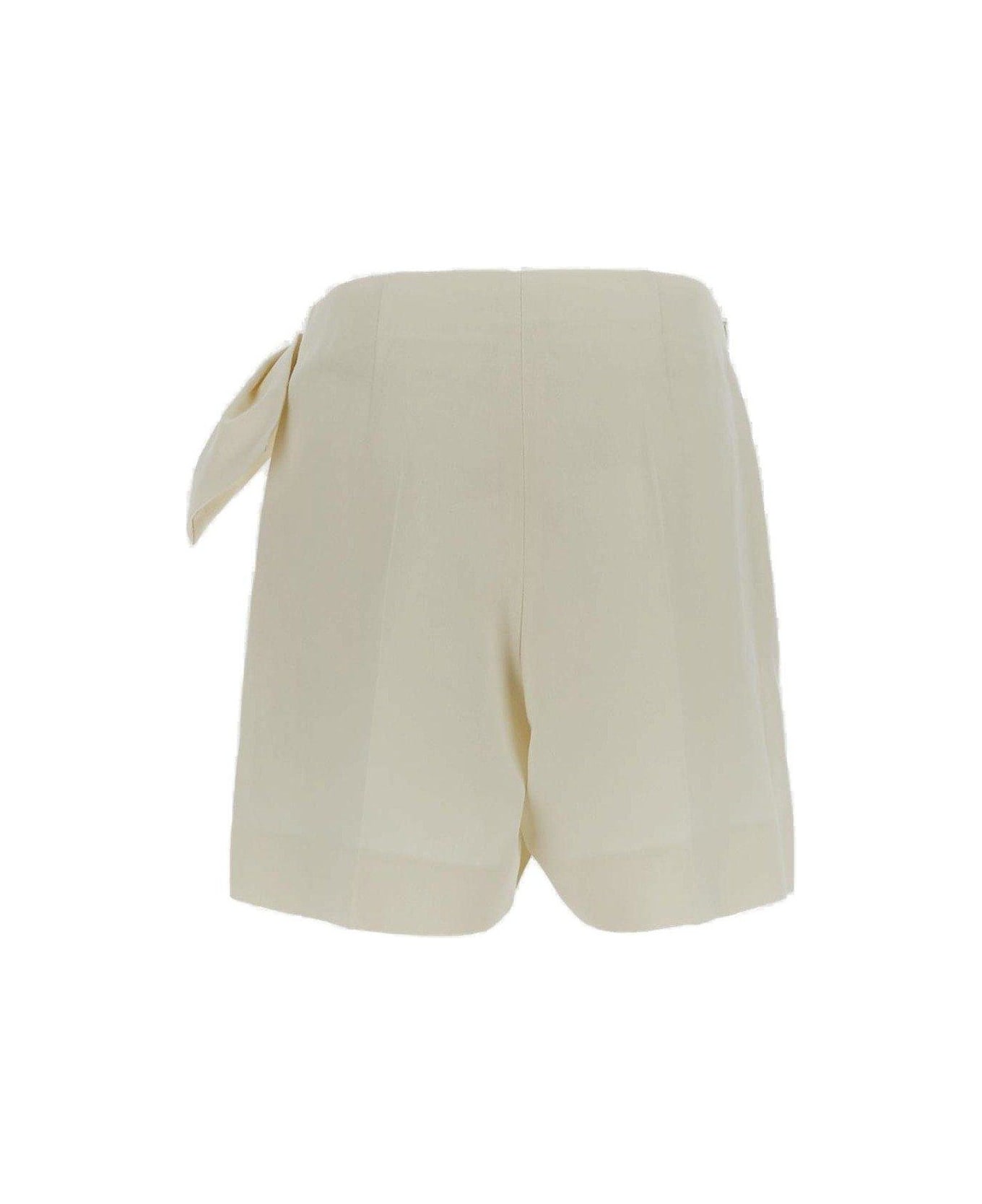 Chloé Linen Short Pants With Bow - Ivory