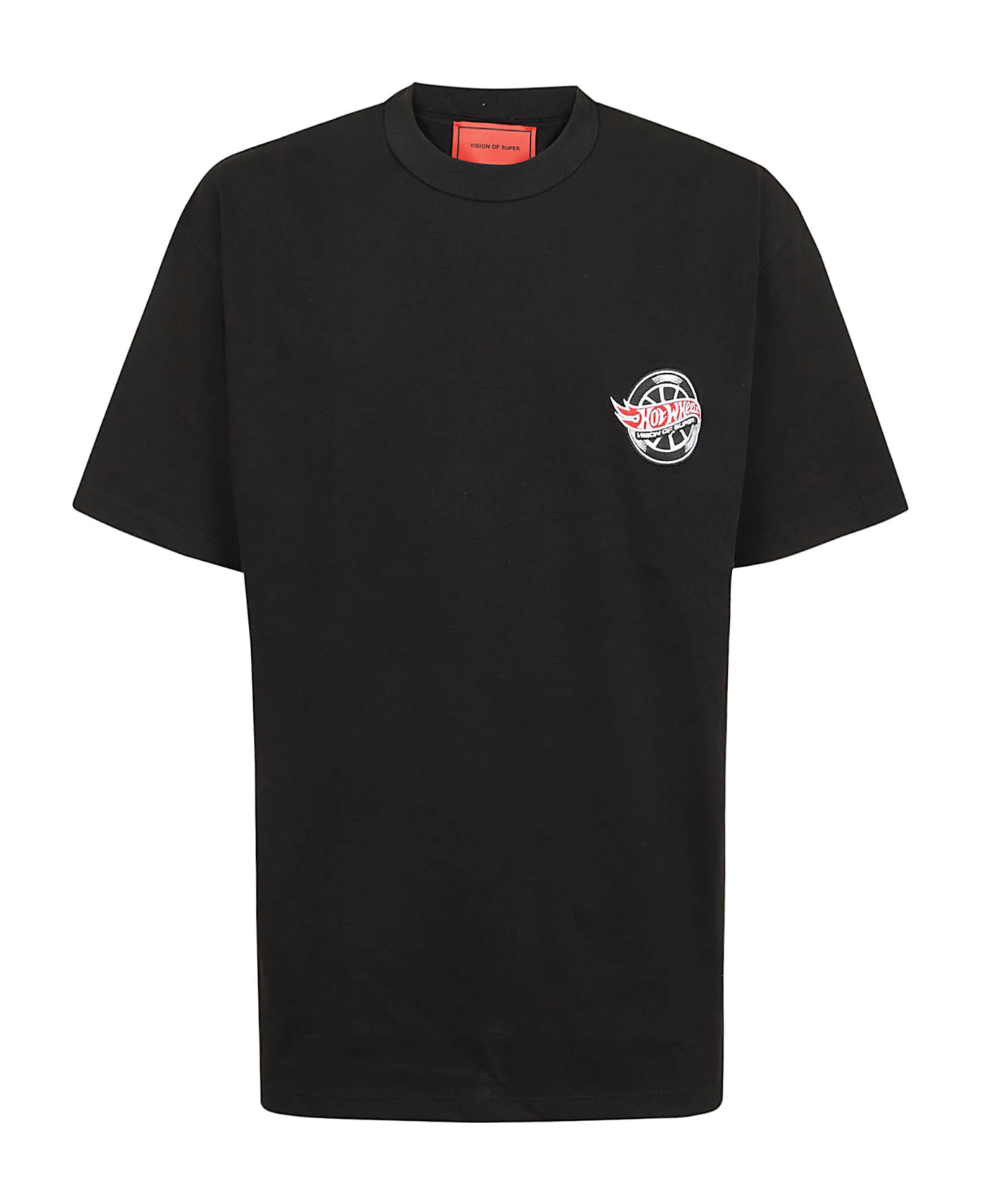 Vision of Super Black T-shirt With Iconic Wheel Print - Black