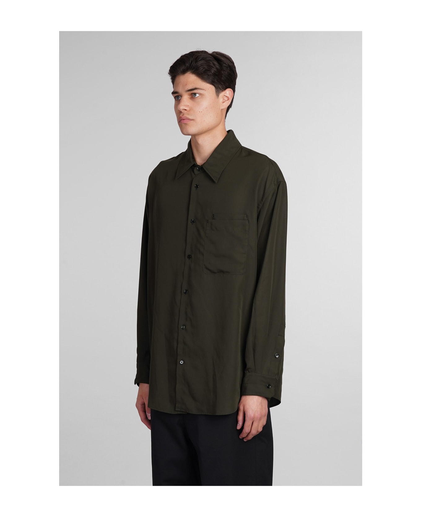 Lemaire Shirt In Green Wool And Polyester - green