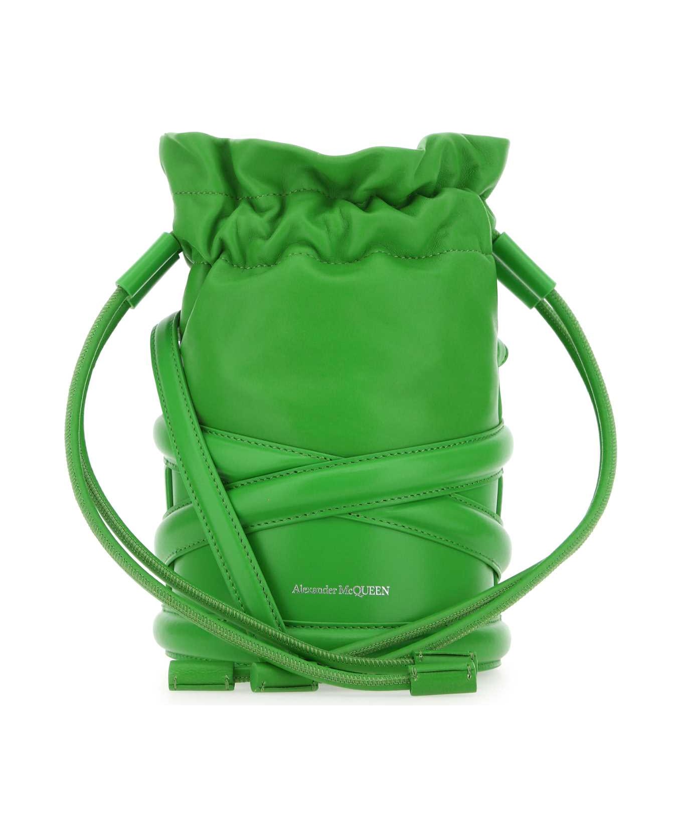 Alexander McQueen Grass Green Leather Bucket Bag - 3800