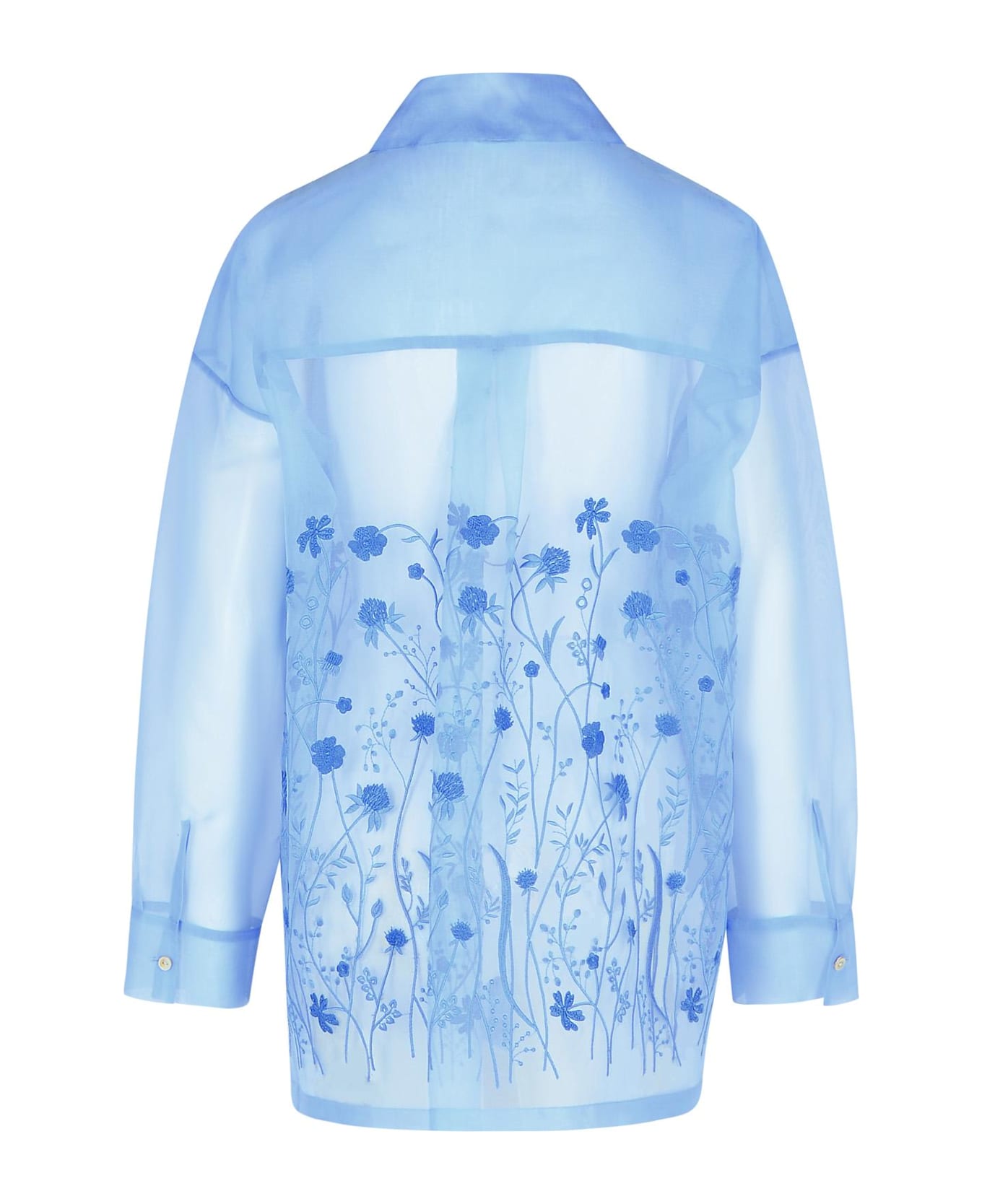 Parosh 
fiori
 Light Blue Silk Shirt - Blu Cielo