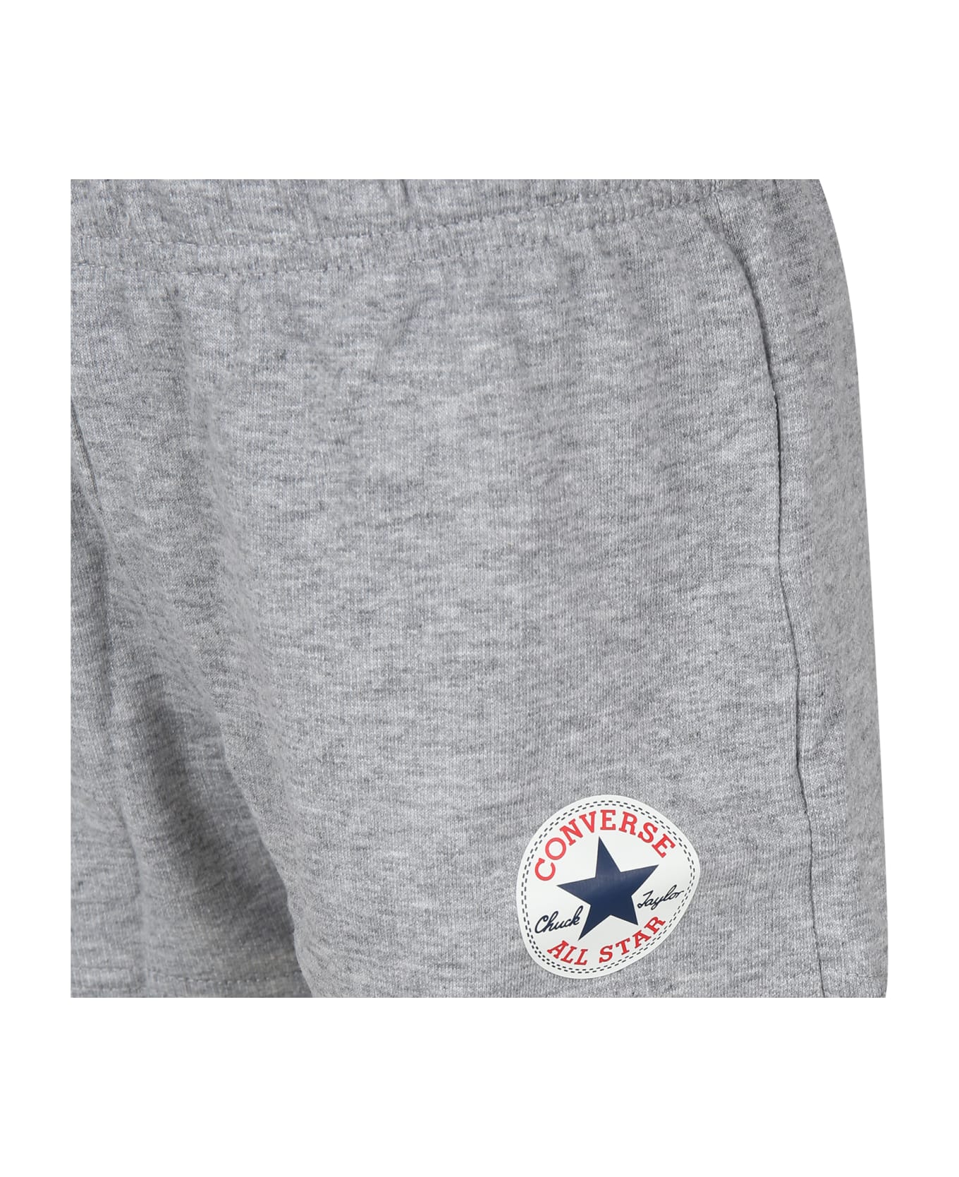 Converse Grey Shorts For Girl With Logo Print - Grey