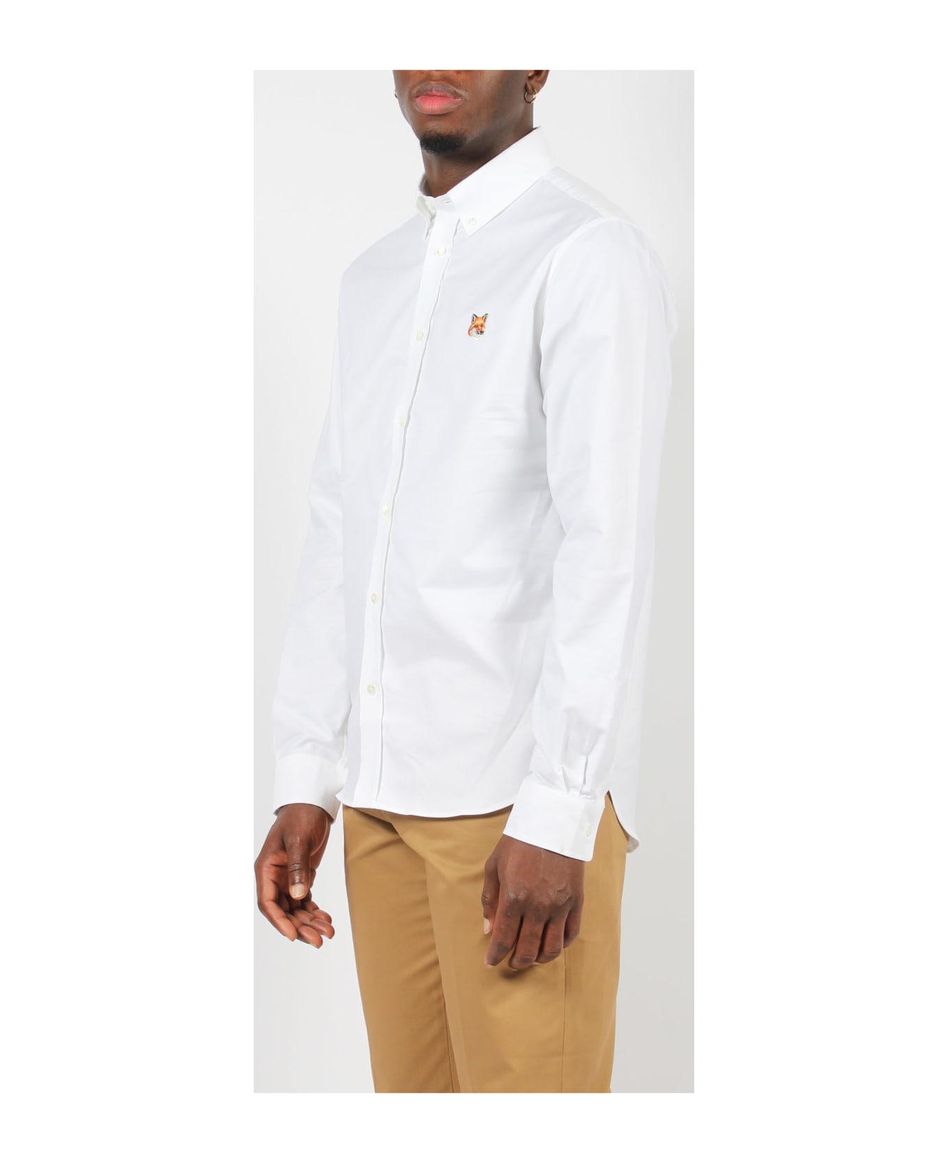 Maison Kitsuné Fox Head Patch Button Down Classic Shirt - White