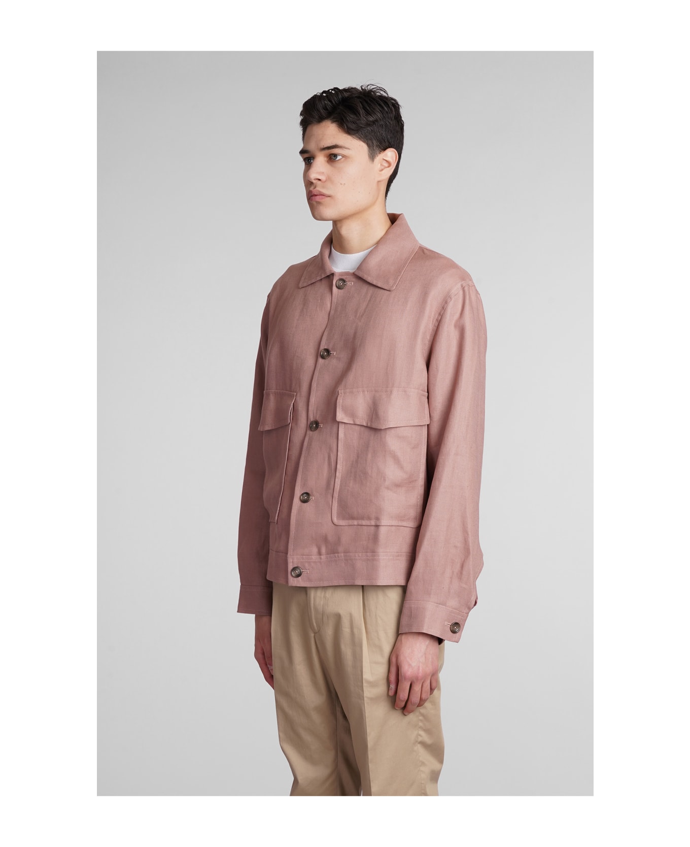 Tagliatore 0205 Amir Casual Jacket In Rose-pink Linen - rose-pink