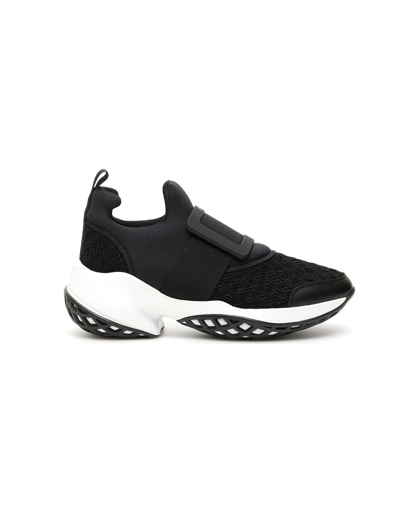 Roger Vivier Viv' Run Covered Buckle Sneakers - Black