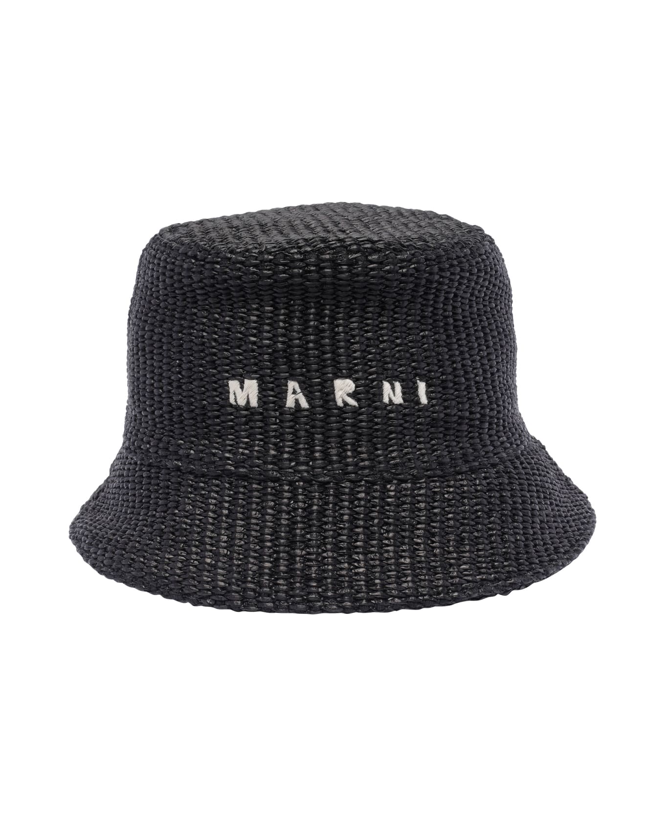Marni Logo Rafia Bucket Hat - Black