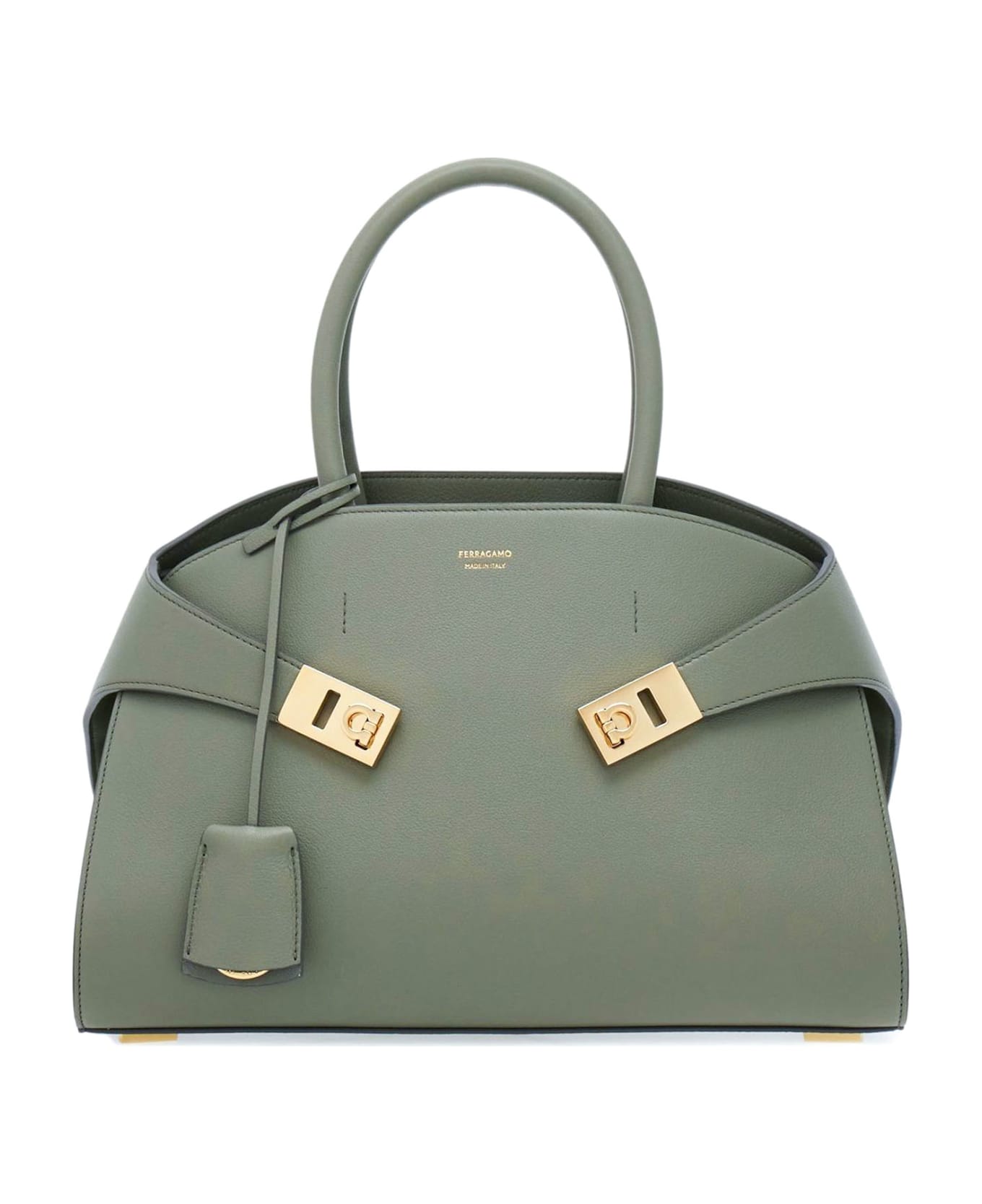 Ferragamo Ash Grey Small Hug Leather Tote Bag - Grey