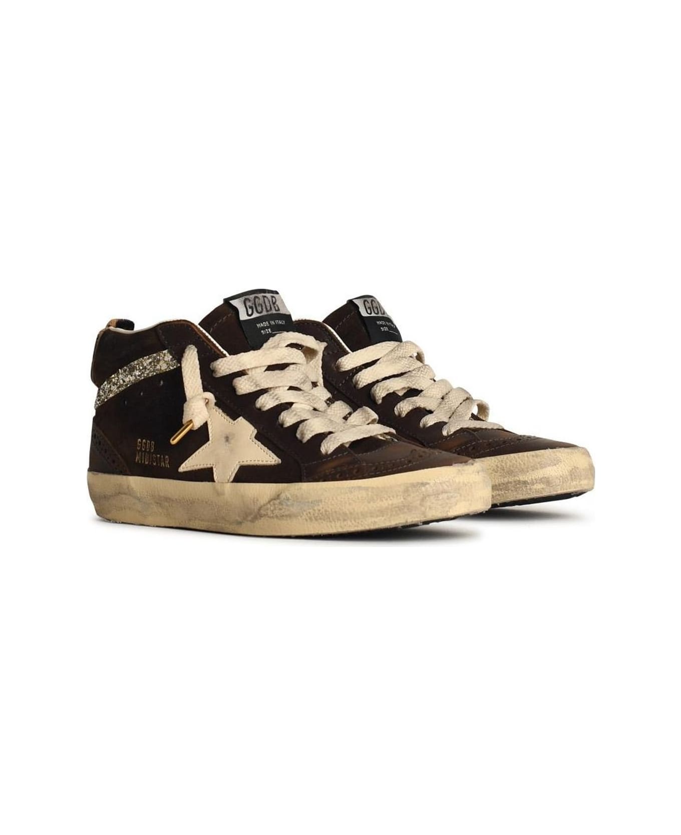 Golden Goose Mid Star Glittered Lace-up Sneakers - Brown