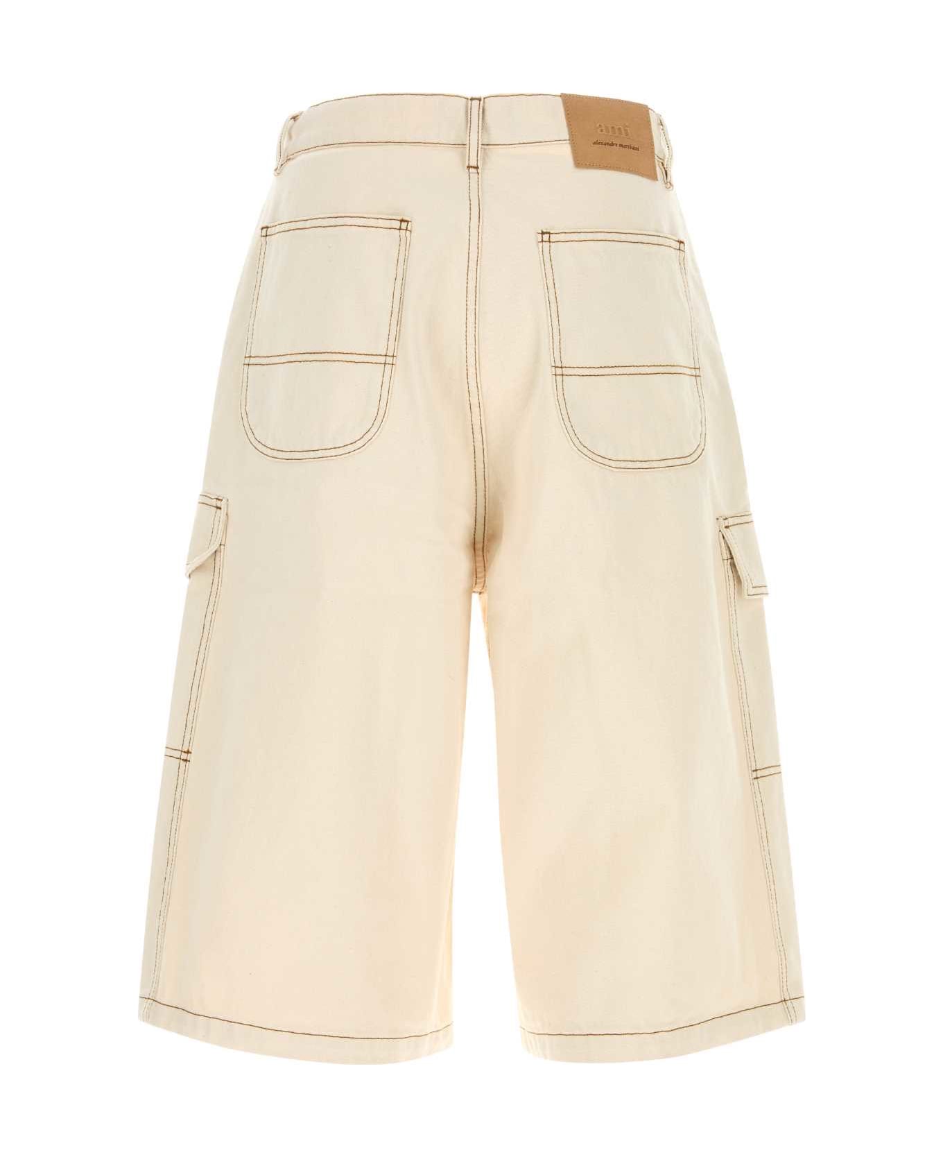Ami Alexandre Mattiussi Sand Denim Bermuda Shorts - WHITECREAM