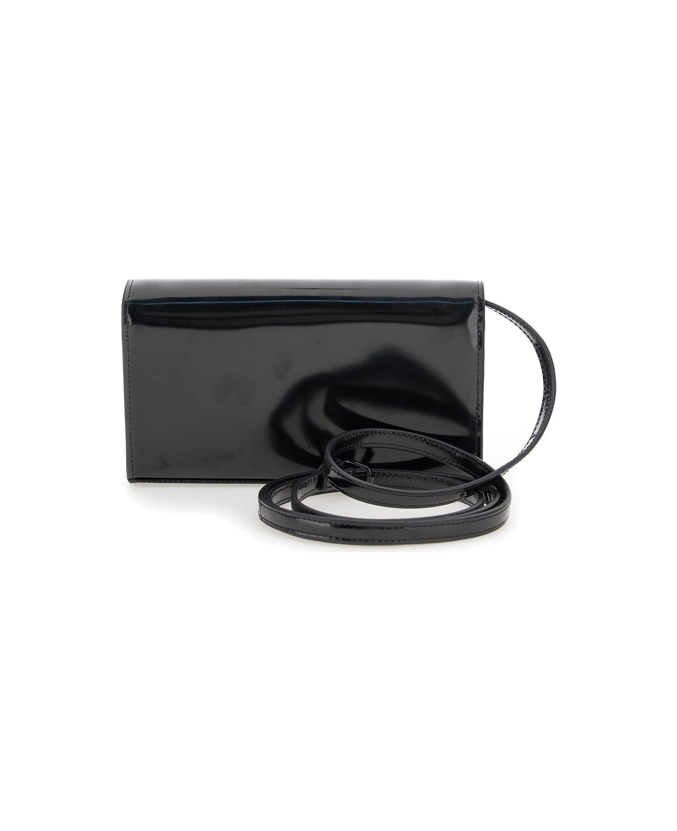 Diesel '1dr' Black Belt Bag With Logo Plate In Leather Woman