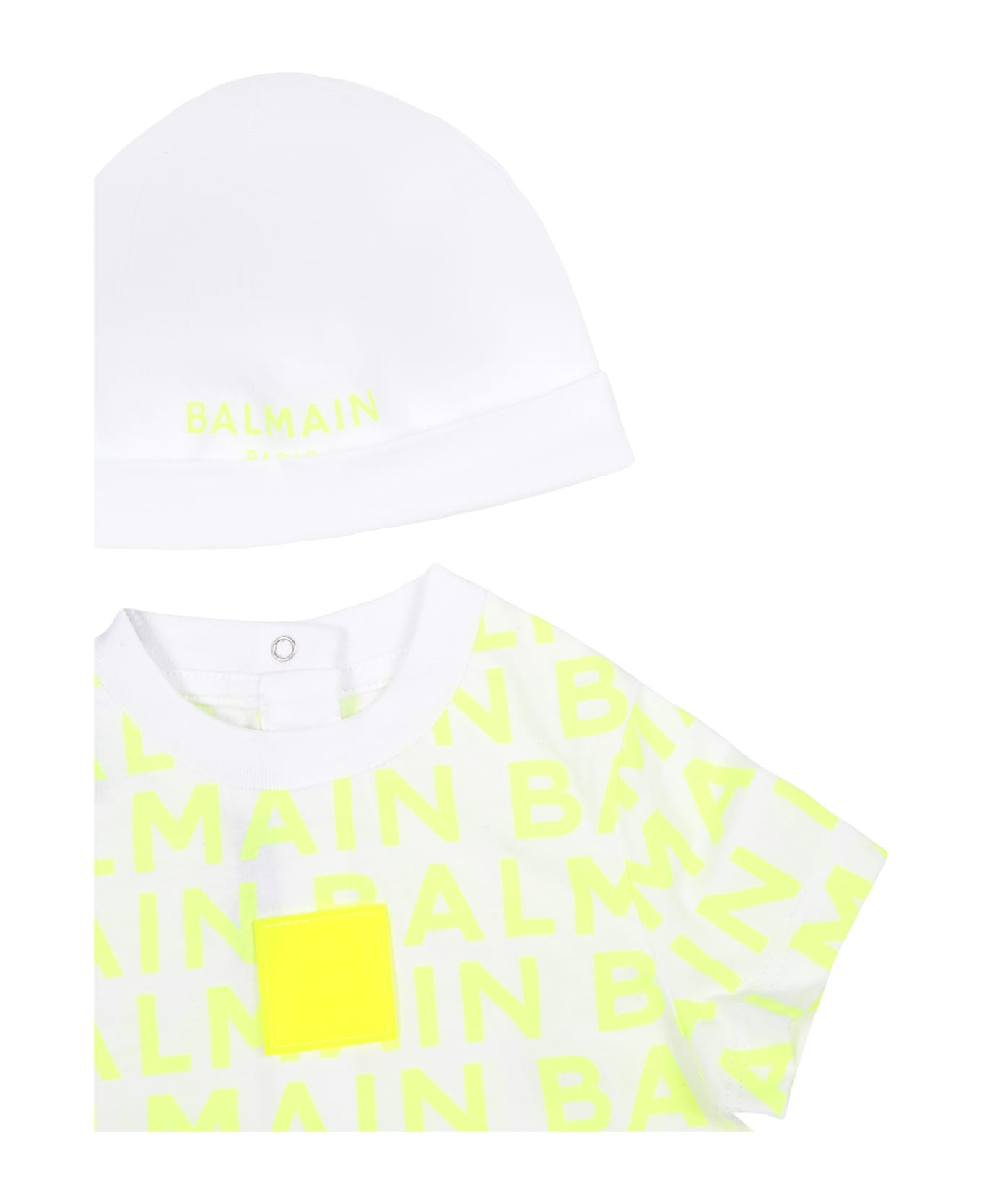 Balmain Yellow Set For Babykids With Logo - Yellow ボディスーツ＆セットアップ