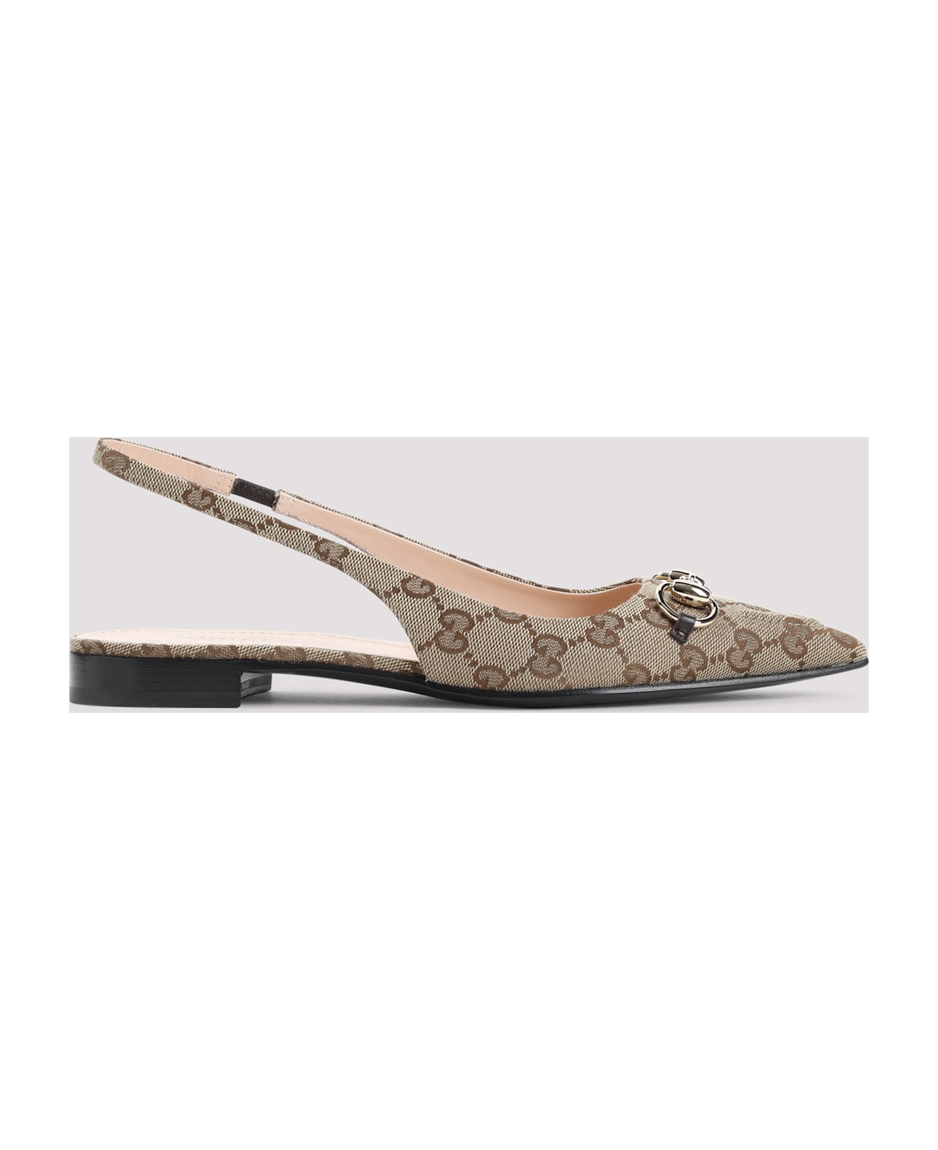 Gucci Erin Gg Canvas Flat Slingback Mules - Beige Ebony