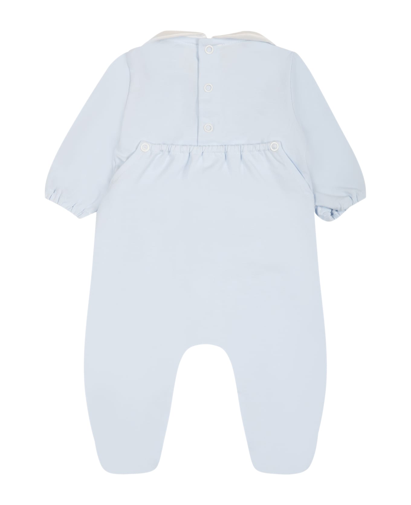 Little Bear Light Blue Onesie For Baby Boy With Writing And Heart - Cielo ボディスーツ＆セットアップ