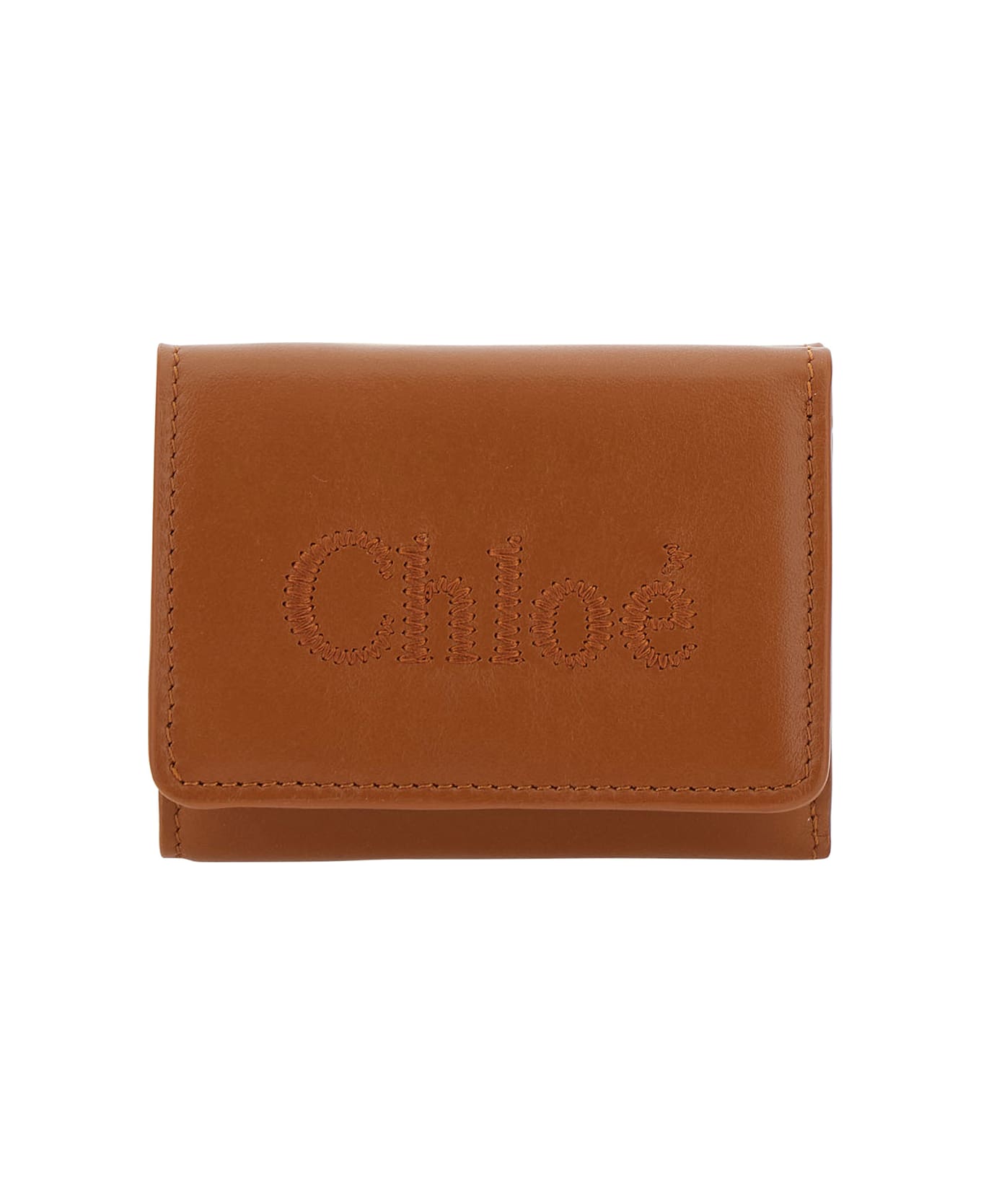 Chloé Sense Trifold Wallet Small Brown - Beige