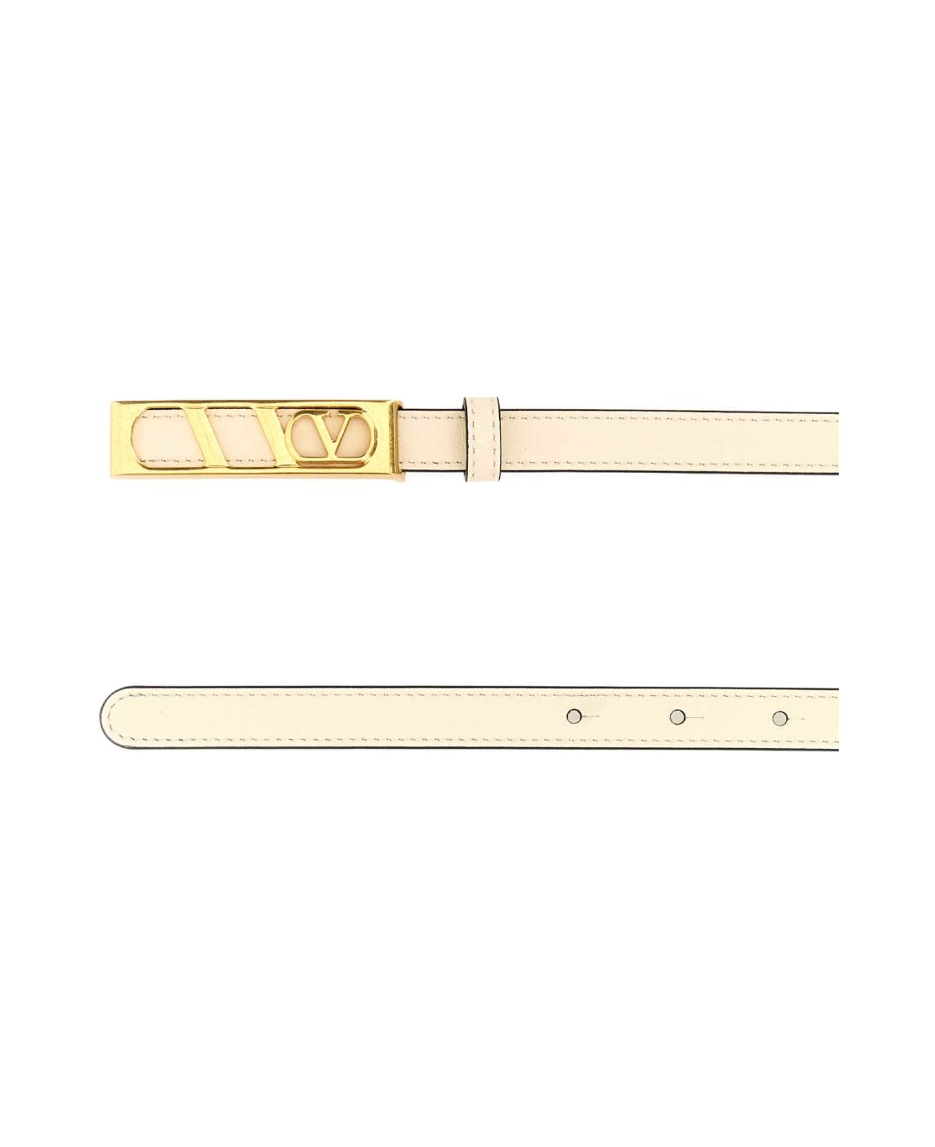 Valentino Garavani Ivory Leather Vlogo Signature Belt - BUTTERWHITE ベルト