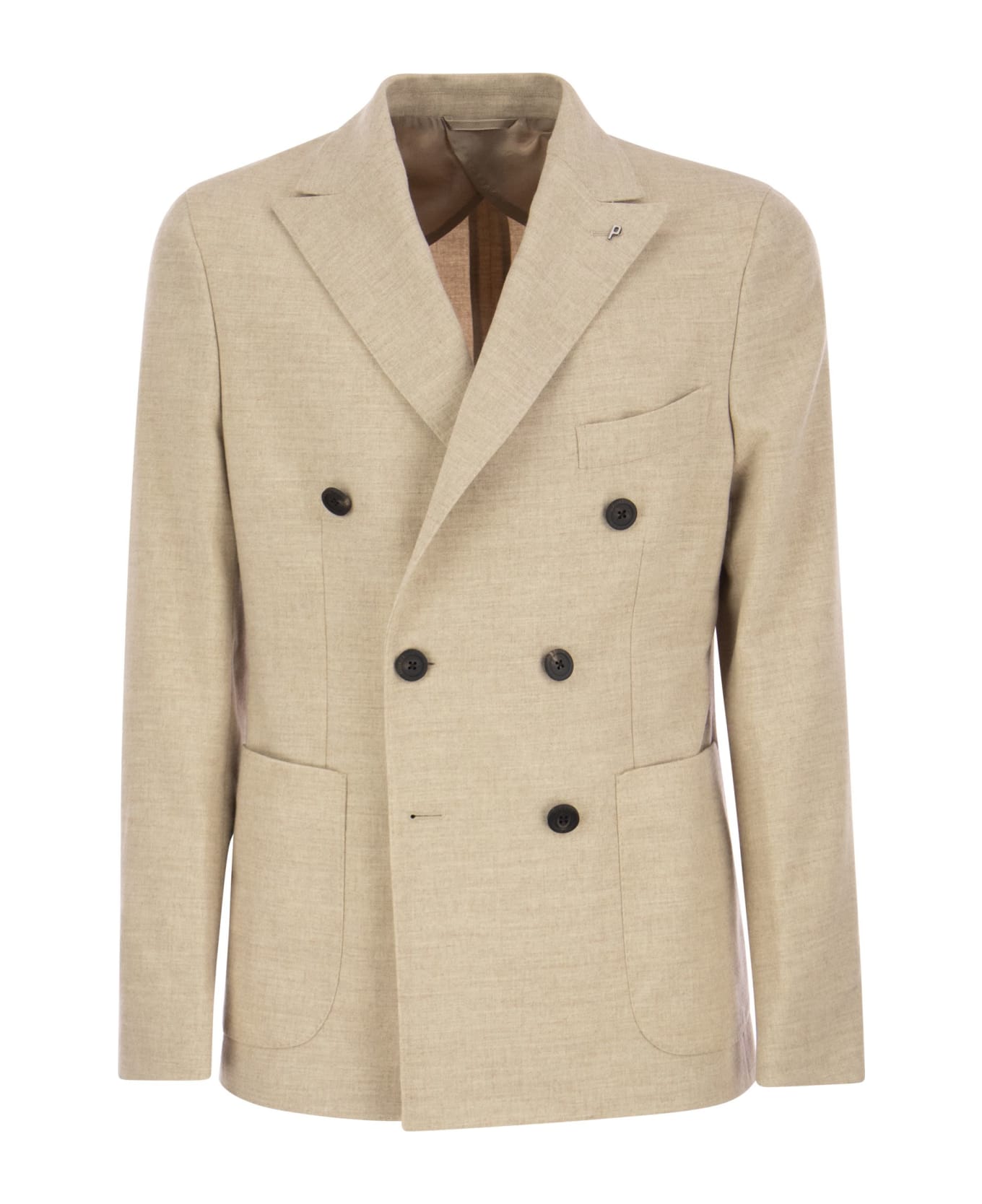 Peserico Wool And Viscose Double-breasted Blazer - Beige