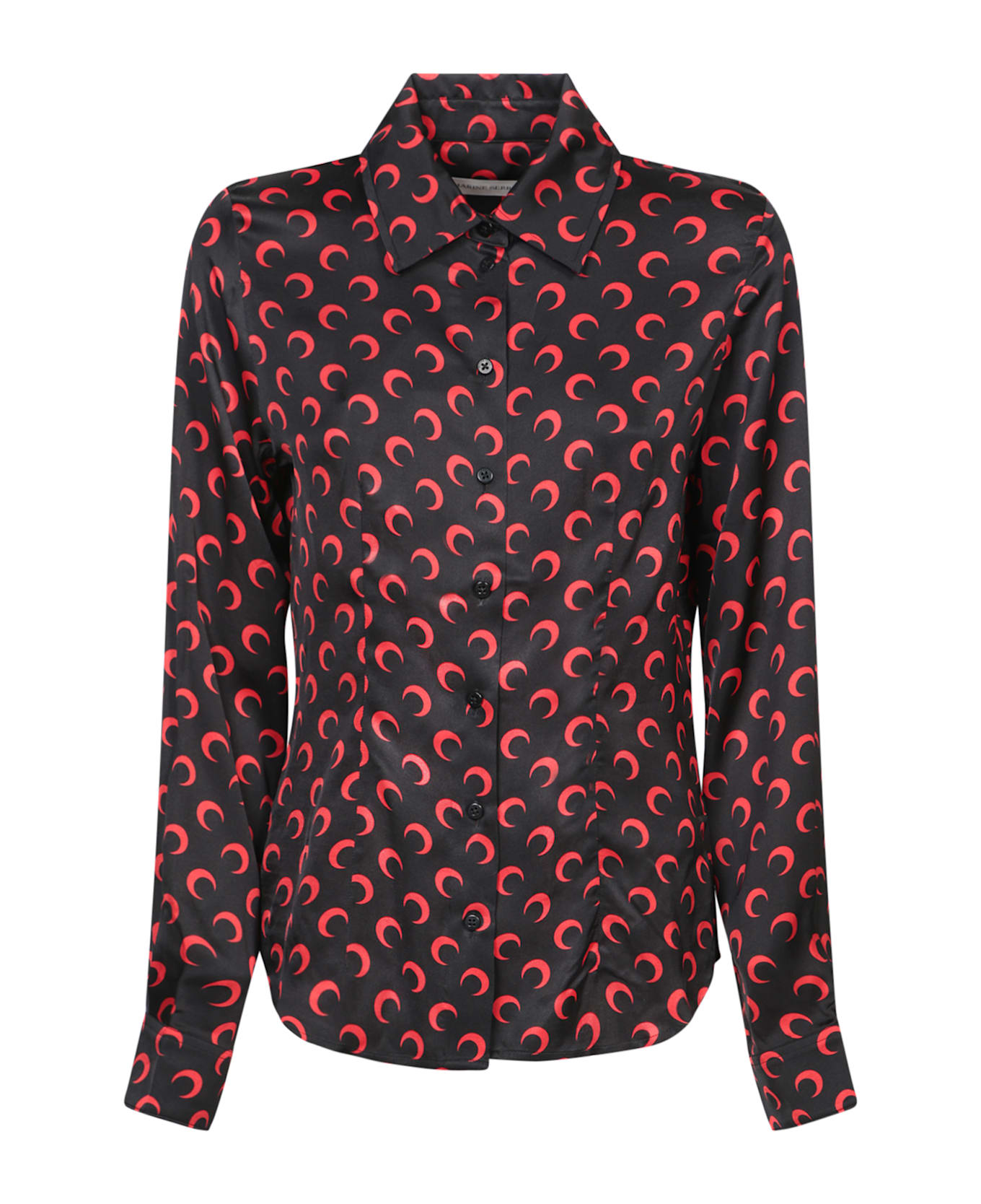 Marine Serre Moon Black And Red Print Shirt - Black