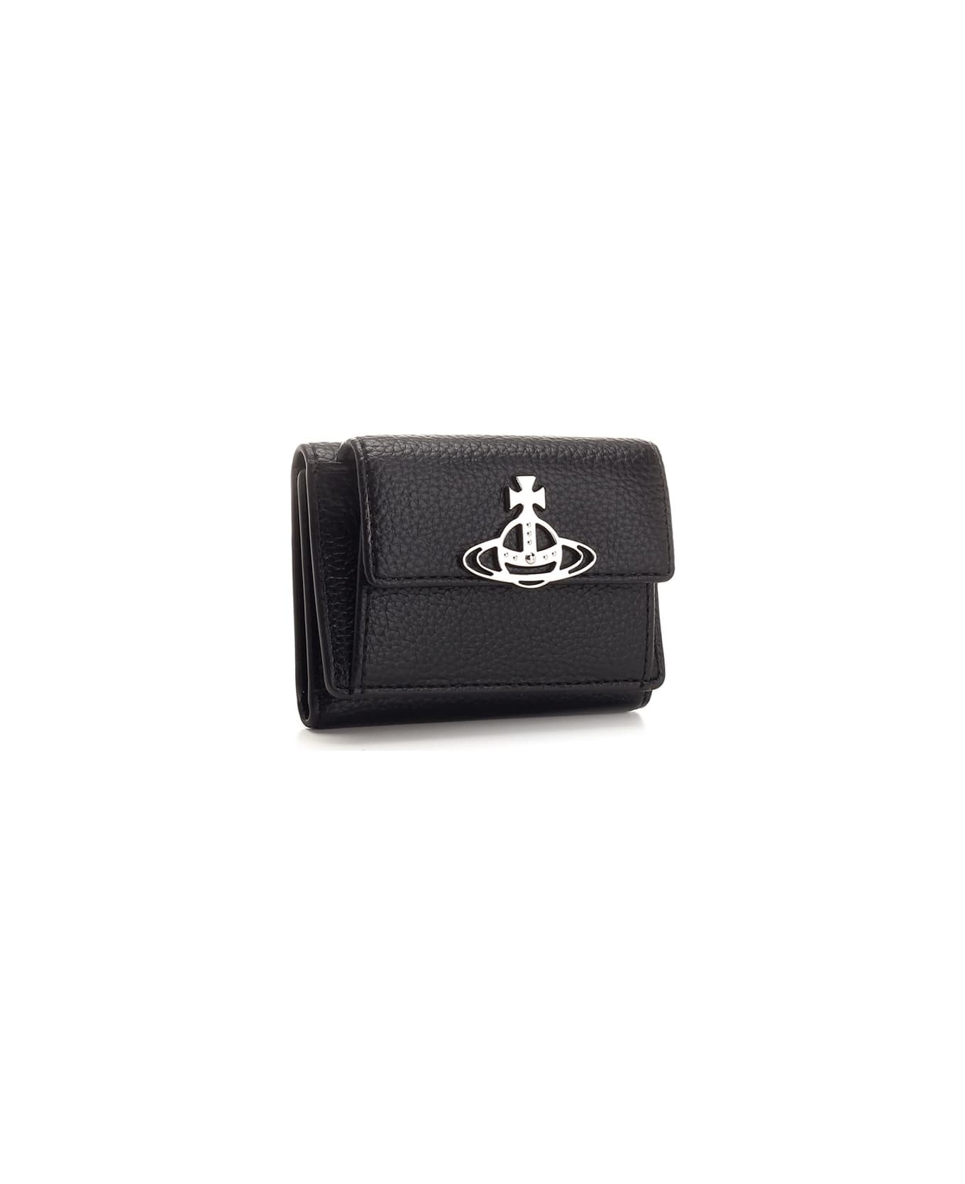 Vivienne Westwood Faux Leather French Wallet - BLACK