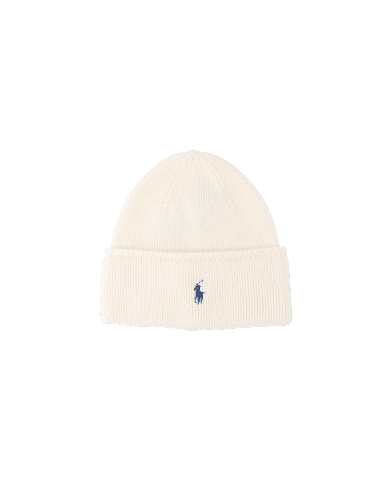 Polo Ralph Lauren Logo Beanie - Cream Ragg
