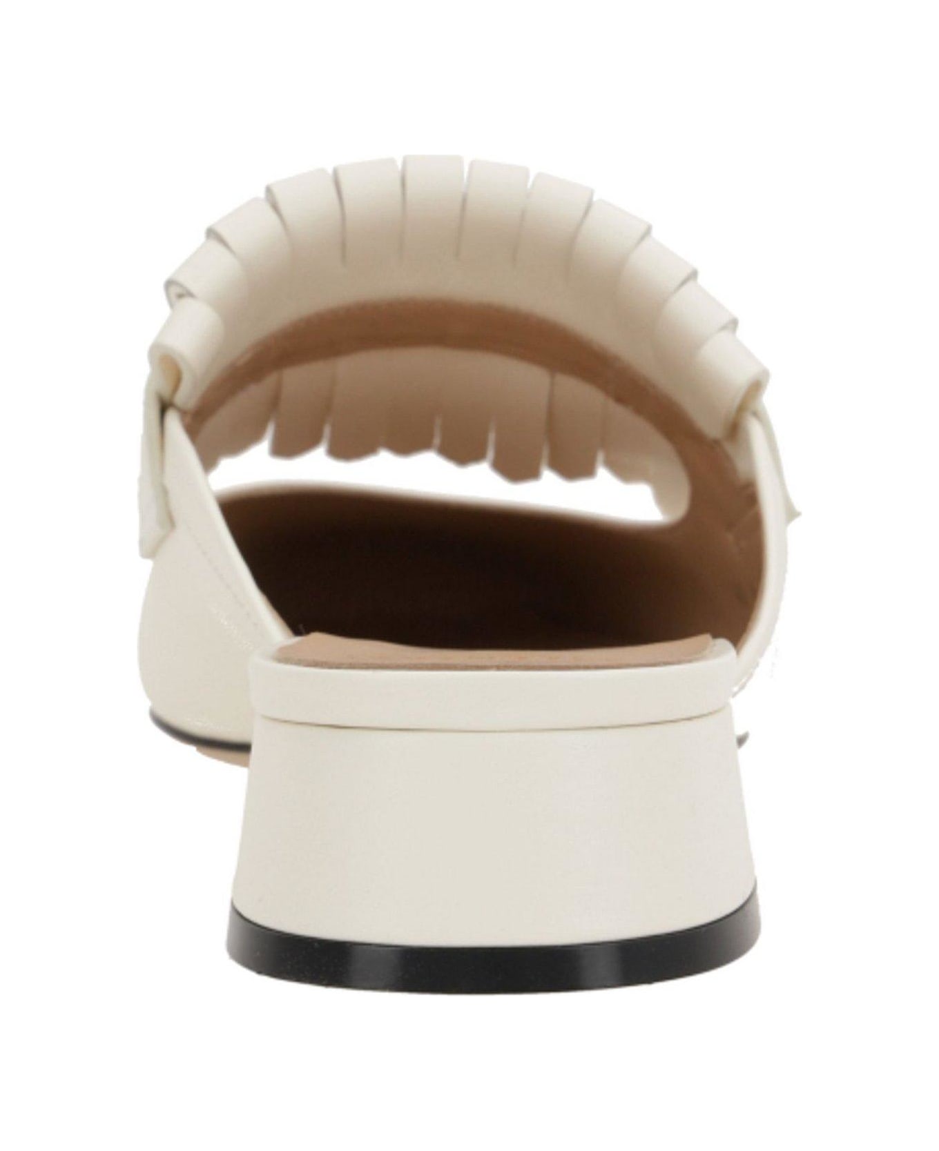 Valentino Garavani Vlogo Plaque Square Toe Sandals - Ivory