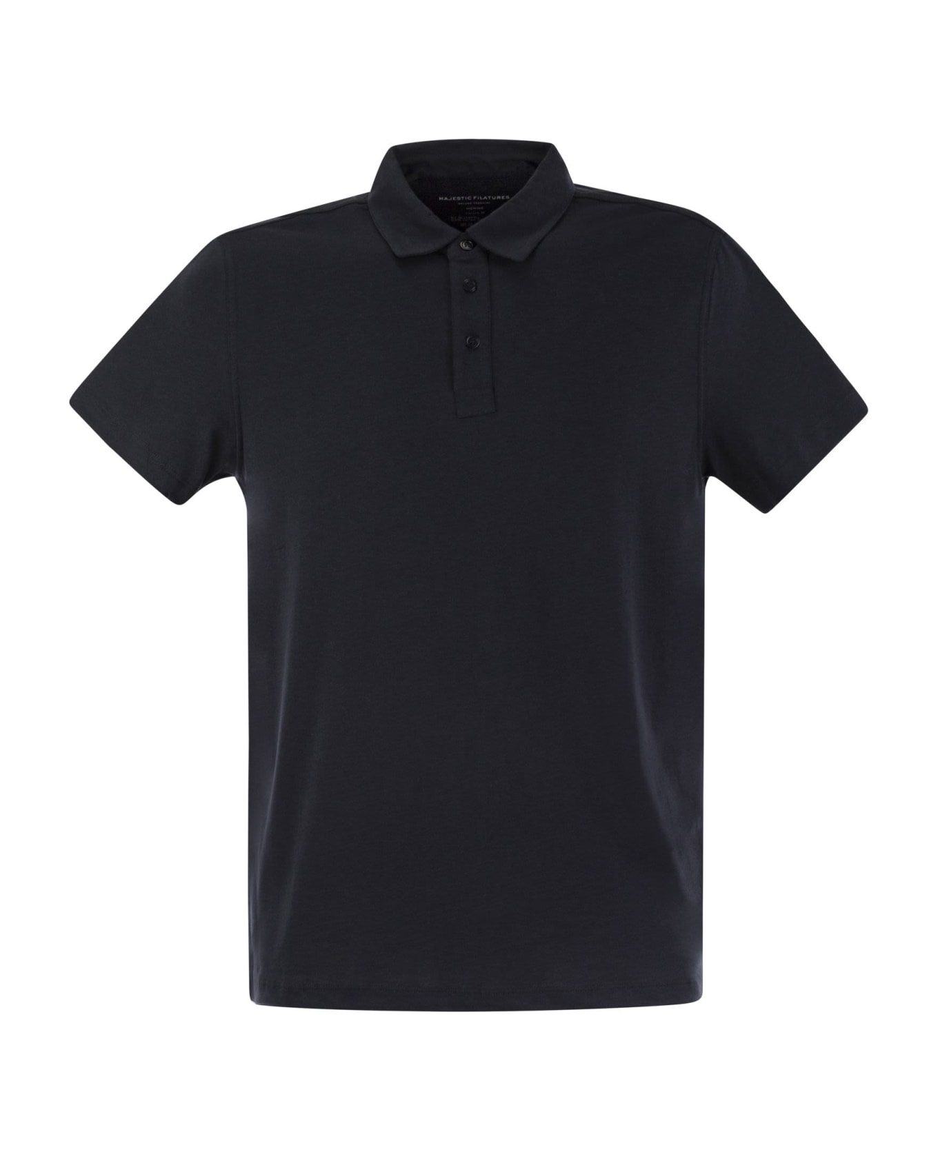 Majestic Filatures Short-sleeved Polo Shirt In Lyocell - Blue Marine