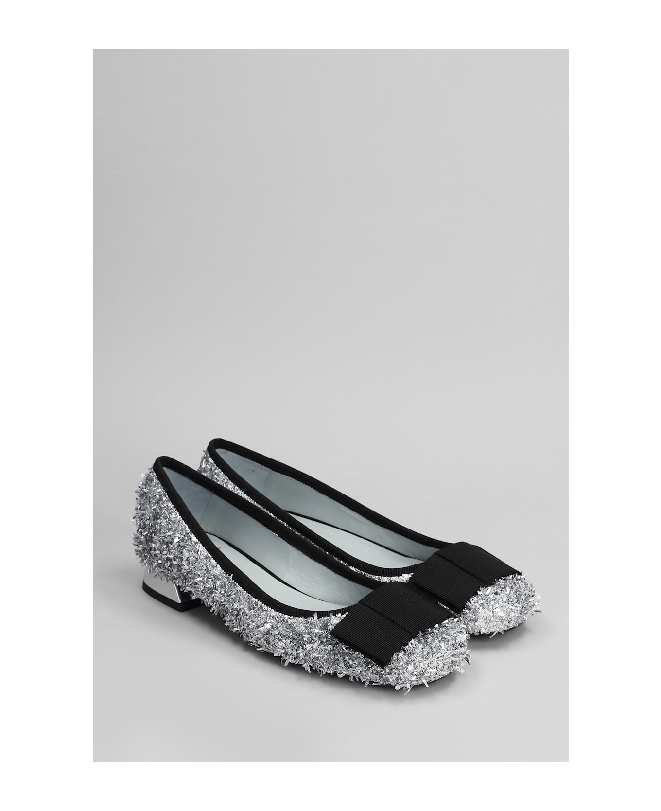 Roberto Festa Sisko Ballet Flats In Silver Leather And Fabric - silver