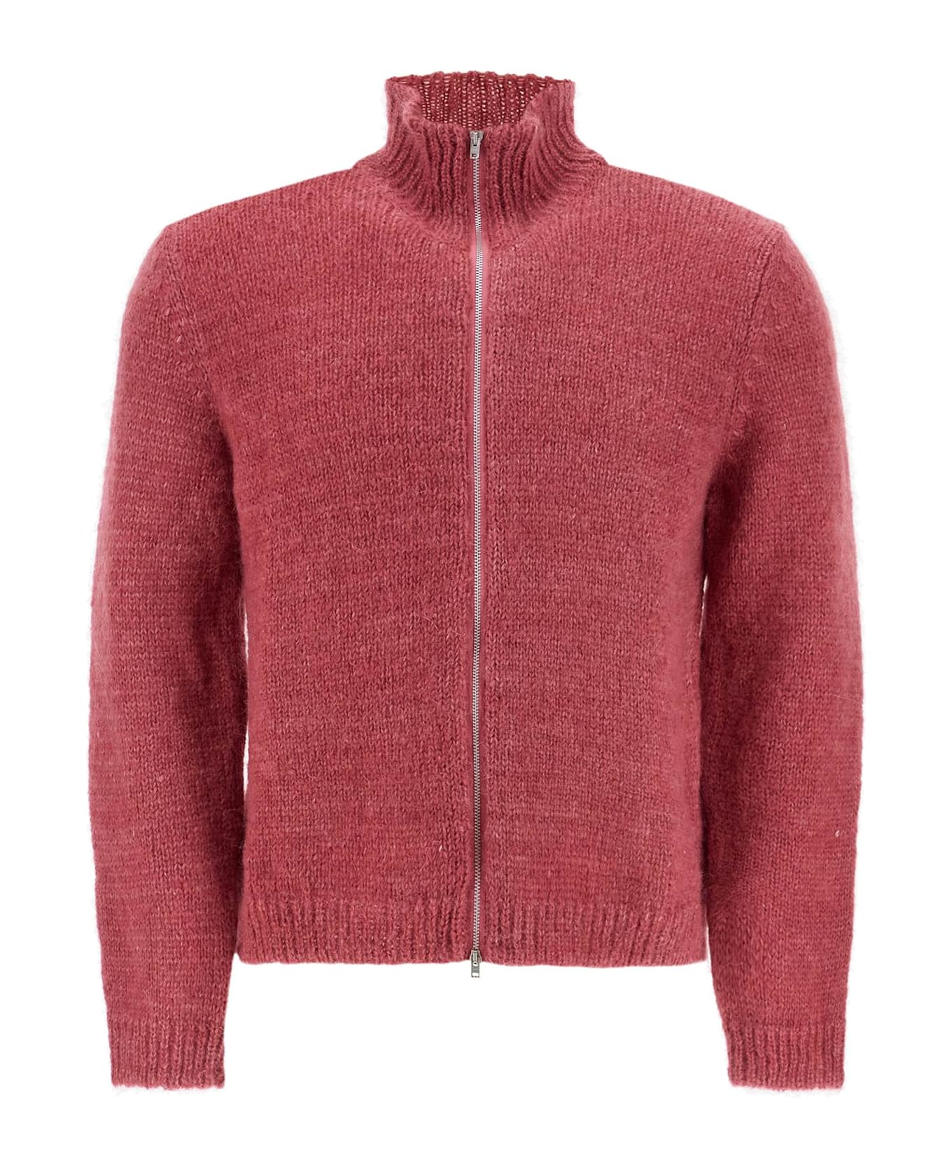 Our Legacy Neck Cardigan With Zipper And Fun - UNCUT RUBY SOFTEST MOHAIR SILK (Pink)