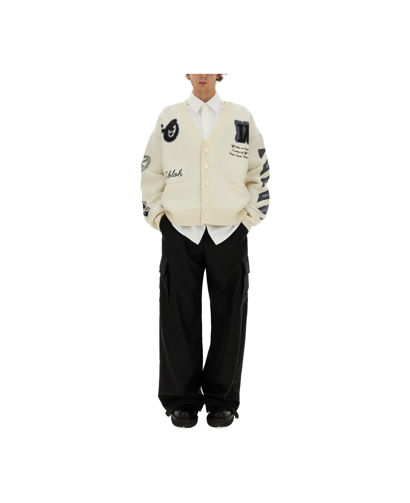 Off-White Varsity Cardigan - BEIGE