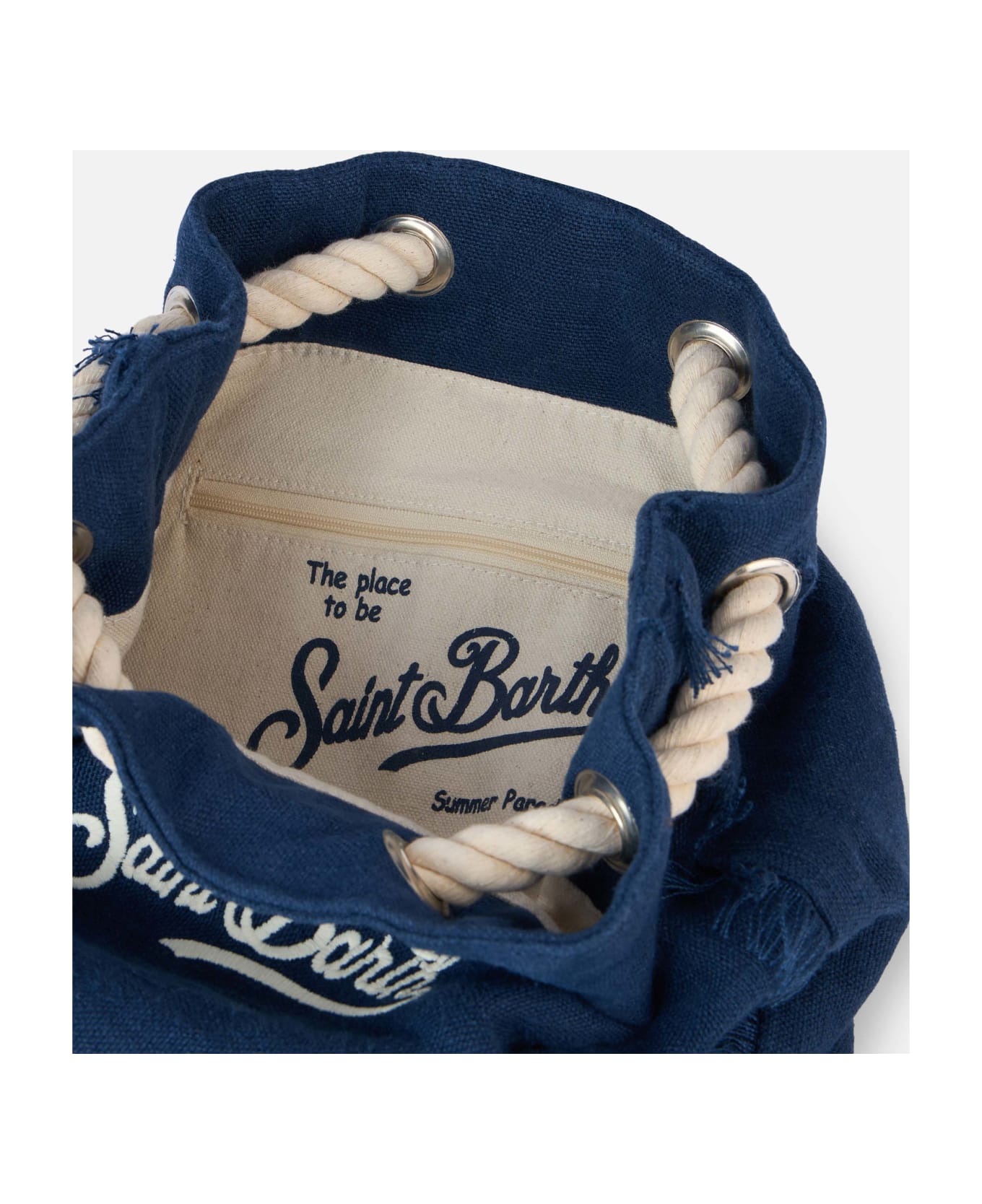 MC2 Saint Barth Blue Boat Linen Backpack - BLUE
